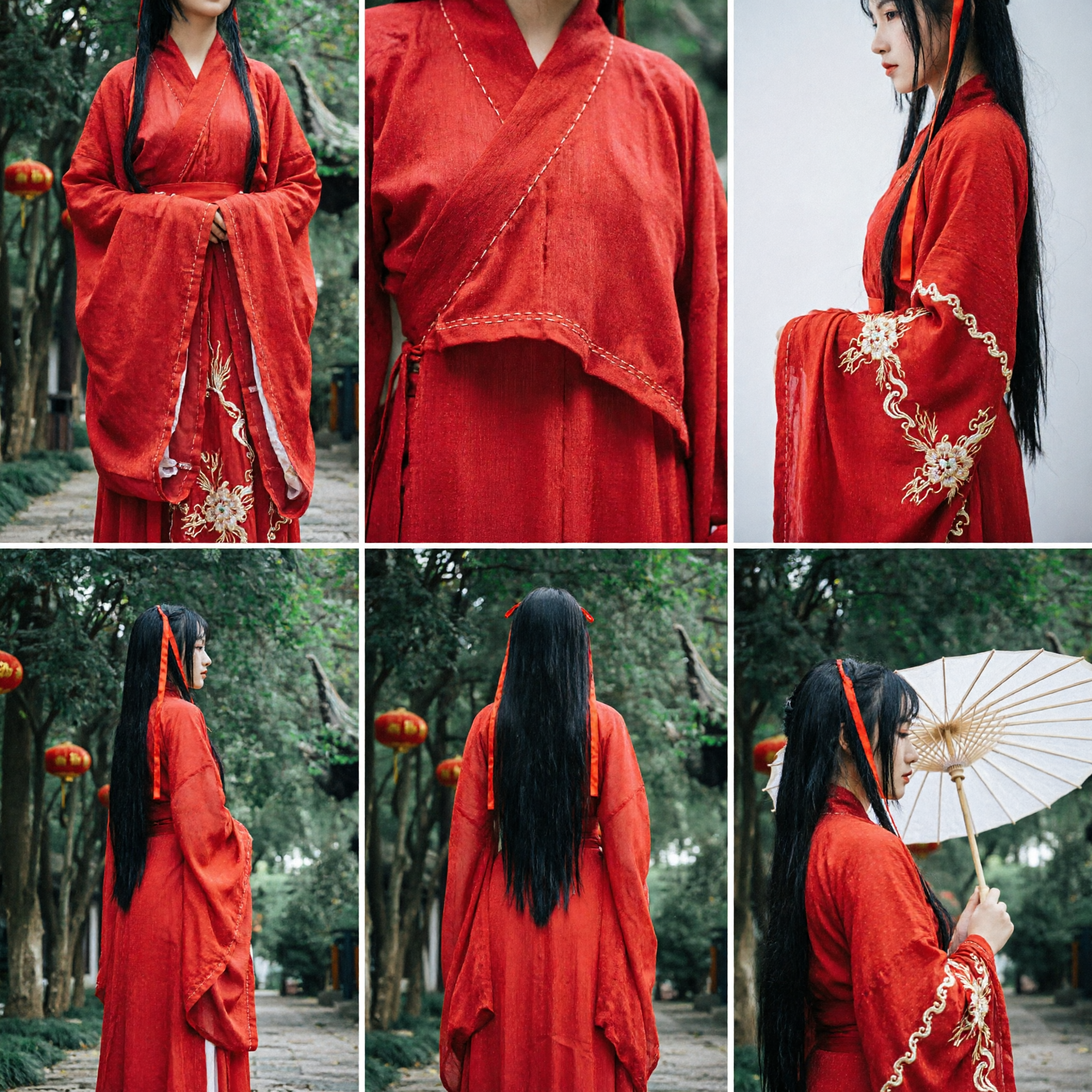 Traditional Chinese Red Hanfu Wedding Dress for Couples Ancient Costume Cosplay Robe Set - Asian Costume