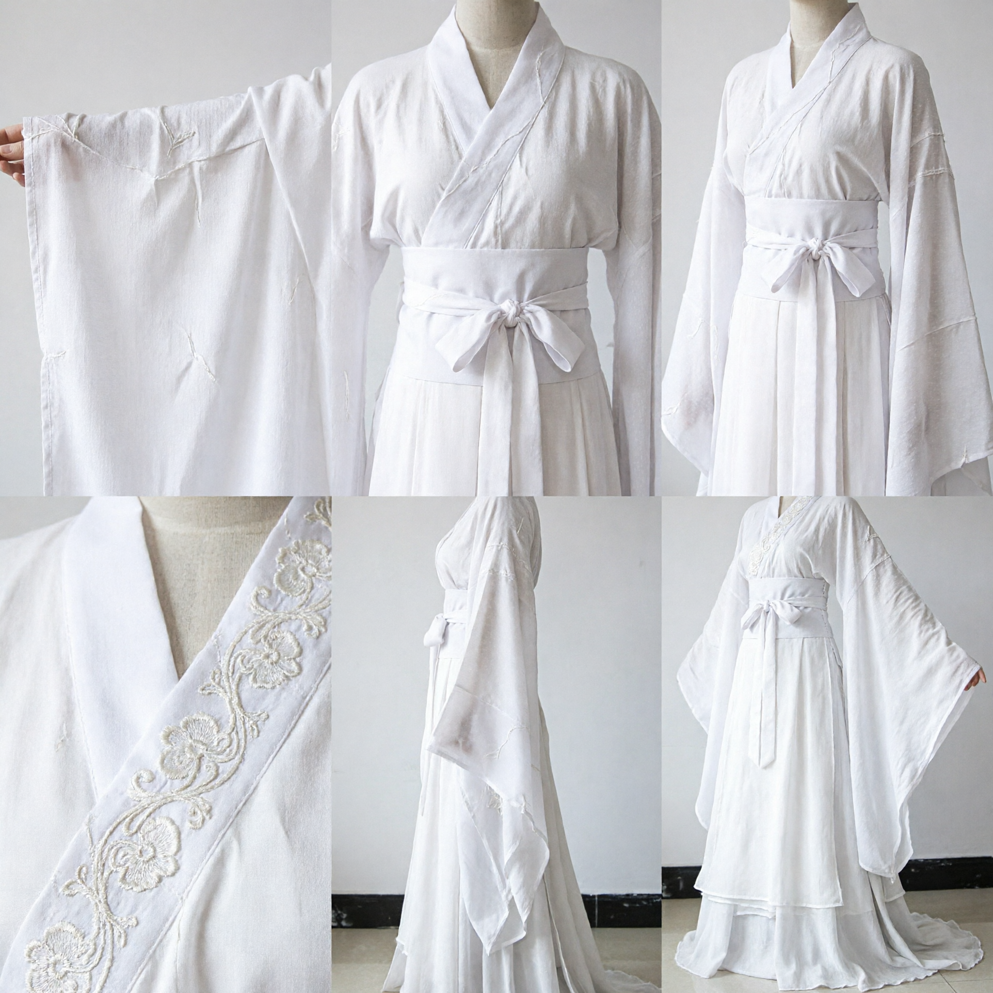 White Ancient Chinese Hanfu Costume Traditional Wuxia Swordsman Robe for Cosplay Stage Performance and Halloween - Asian Costume