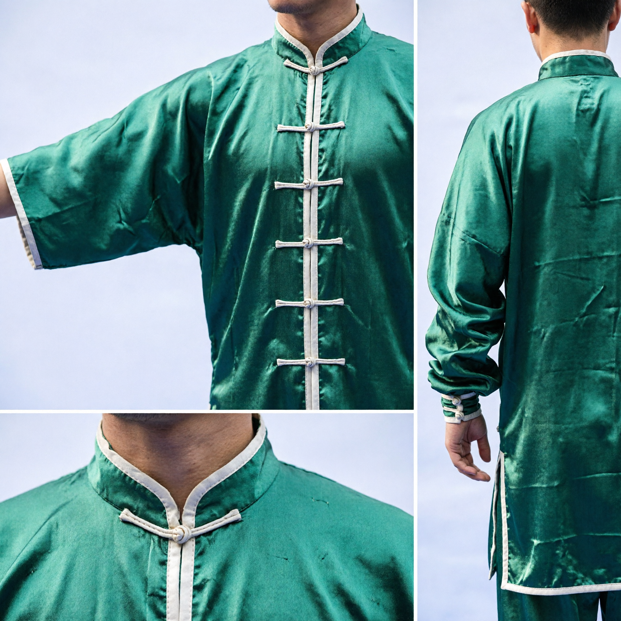 Professional Green Chinese Kung Fu Uniform Men's Wushu Martial Arts Competition Performance Costume Set - Asian Costume