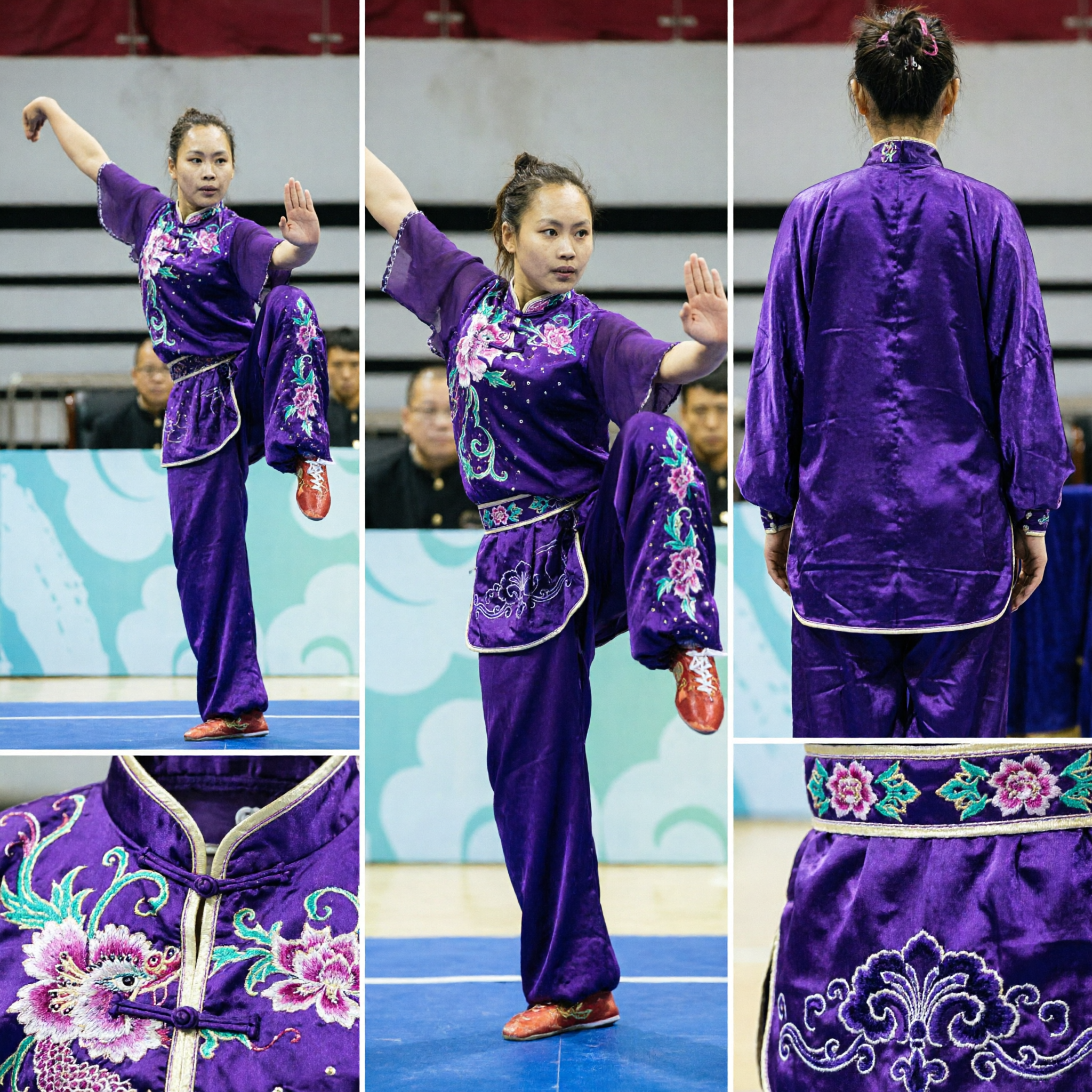 Professional Purple Women's Wushu Kung Fu Uniform Embroidered Tai Chi Costume for Martial Arts Competition Performance - Asian Costume
