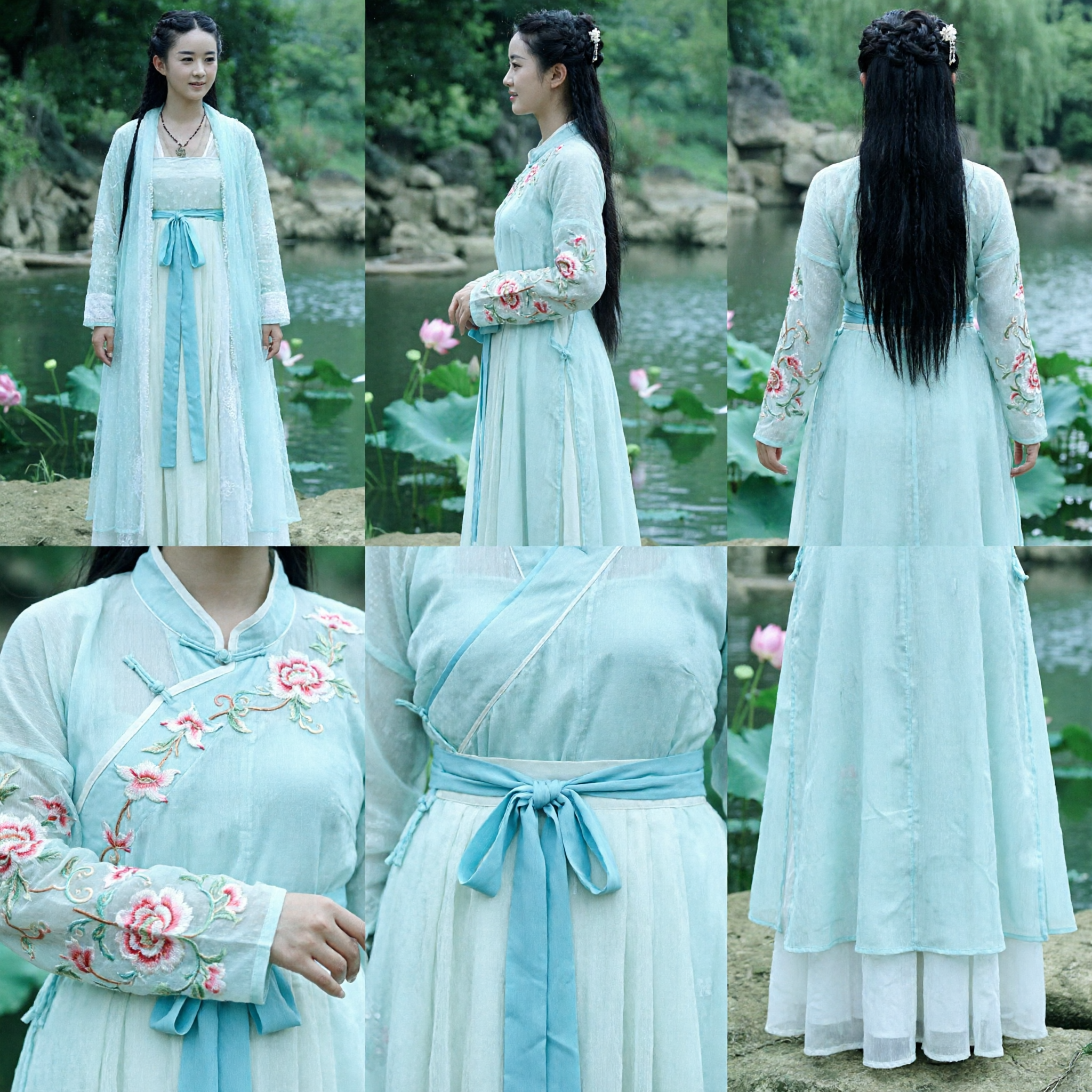 Elegant Ancient Chinese Fairy Costume Light Blue Hanfu Dress Women Traditional Cosplay Performance Outfit - Asian Costume