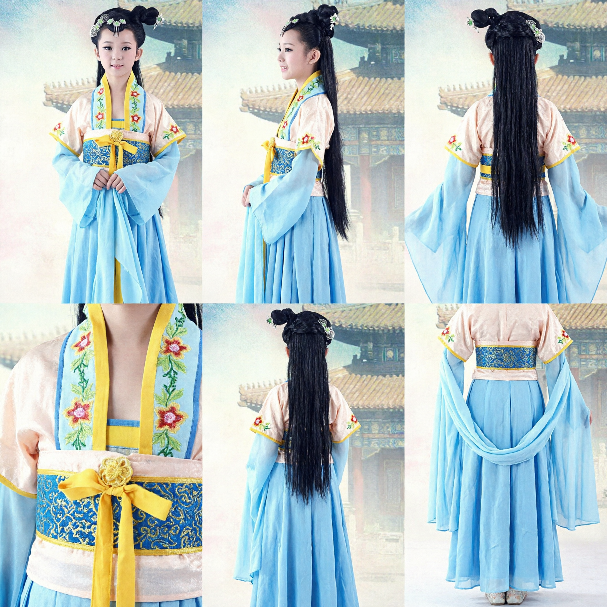 Traditional Chinese Hanfu for Kids Girls Ancient Palace Princess Costume Tang Dynasty Dress Dance Performance Outfit - Asian Costume