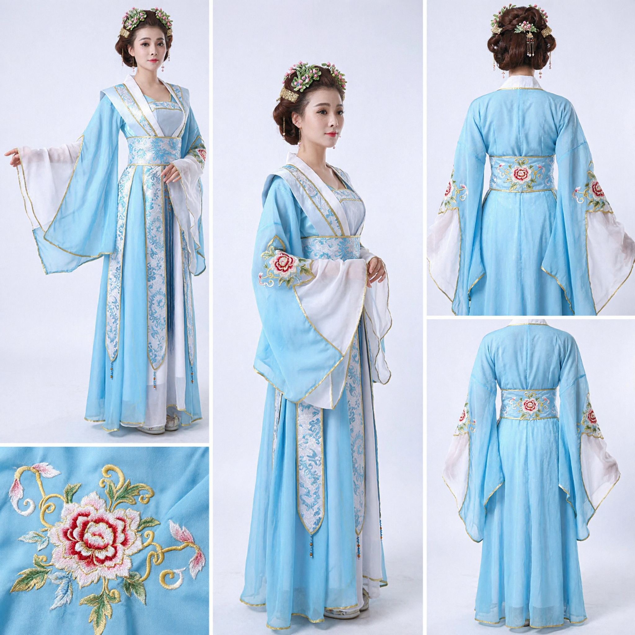Elegant Blue Traditional Chinese Hanfu Costume Ancient Fairy Dress for Women Cosplay Performance Historical Clothing - Asian Costume