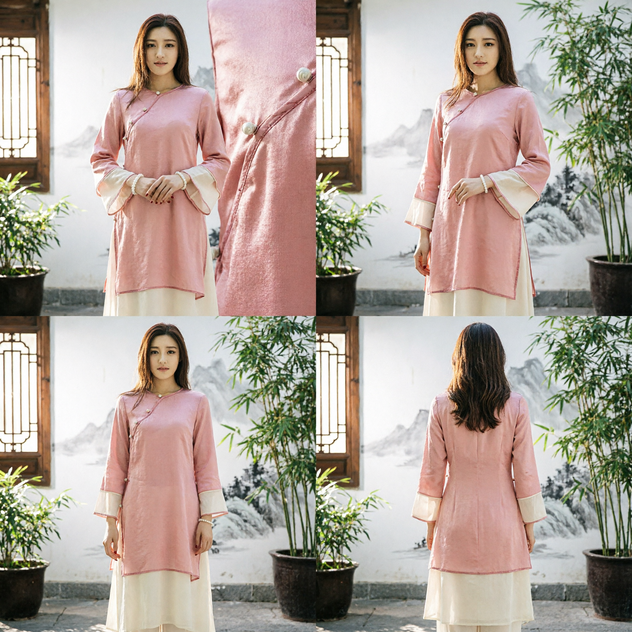Elegant Pink Traditional Chinese Tang Suit Blouse Modern Hanfu Top for Women Tea Ceremony - Asian Costume