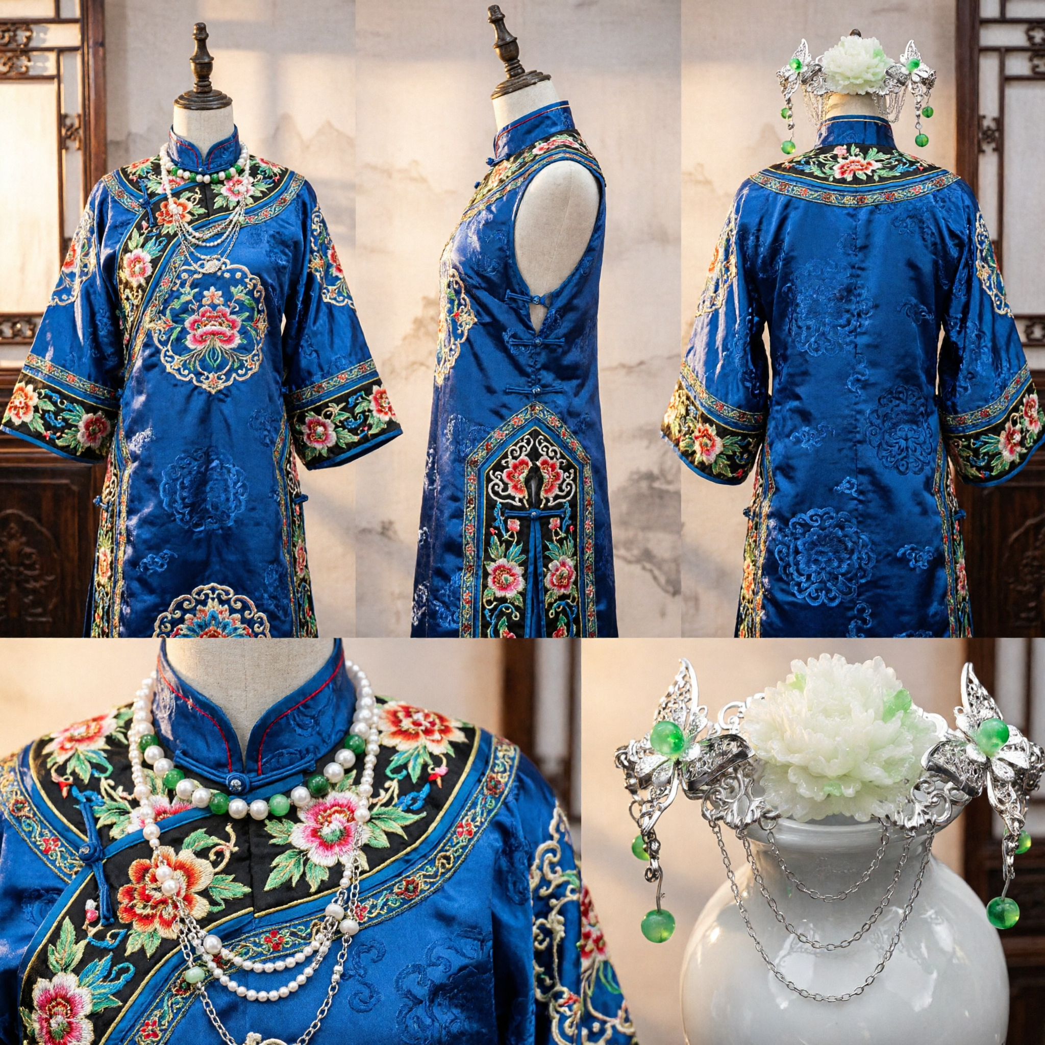 Elegant Traditional Chinese Hairpin Silver Butterfly White Jade Flower Headpiece Hanfu Wedding Accessory for Women - Asian Costume