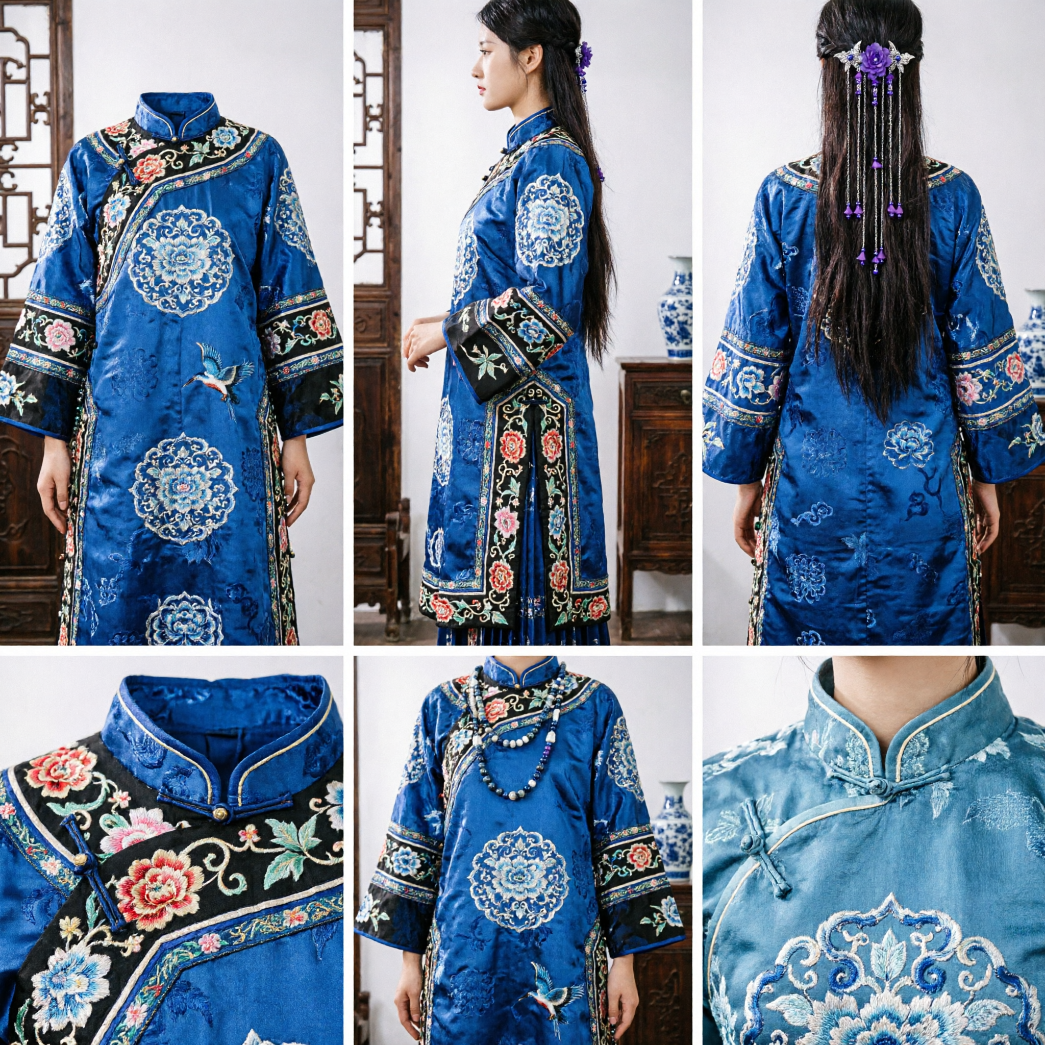 Traditional Chinese Hanfu Hairpin Purple Flower Hair Accessory with Silver Tassels for Ancient Palace Lady Cosplay - Asian Costume