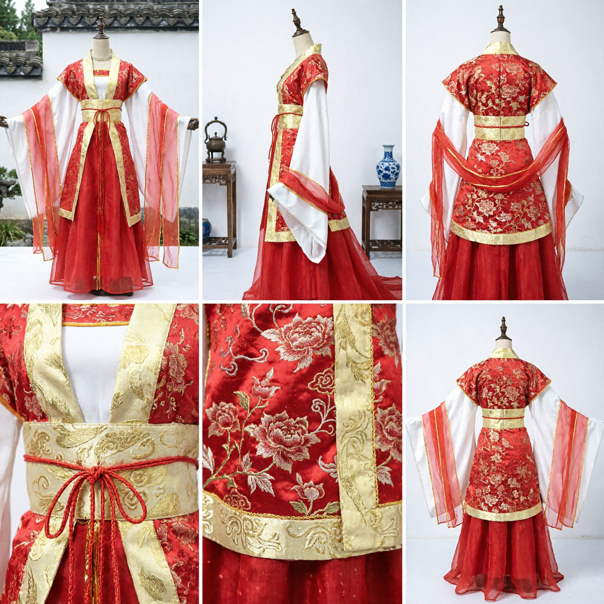 Traditional Chinese Red Hanfu Ancient Tang Dynasty Style Dress for Women Cosplay and Stage Performance - Asian Costume