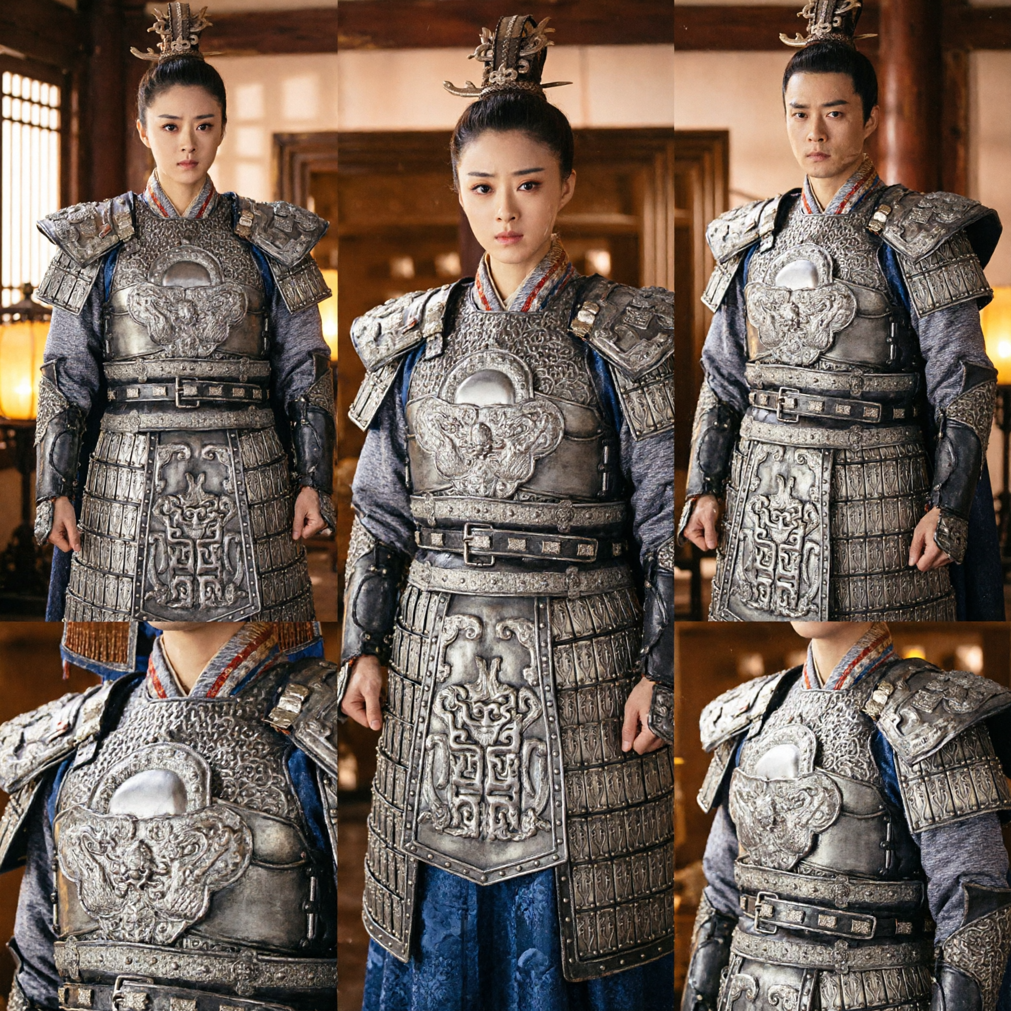 Chinese Ancient Female General Silver Armor Costume Traditional Hanfu Warrior Cosplay Outfit for Women - Asian Costume