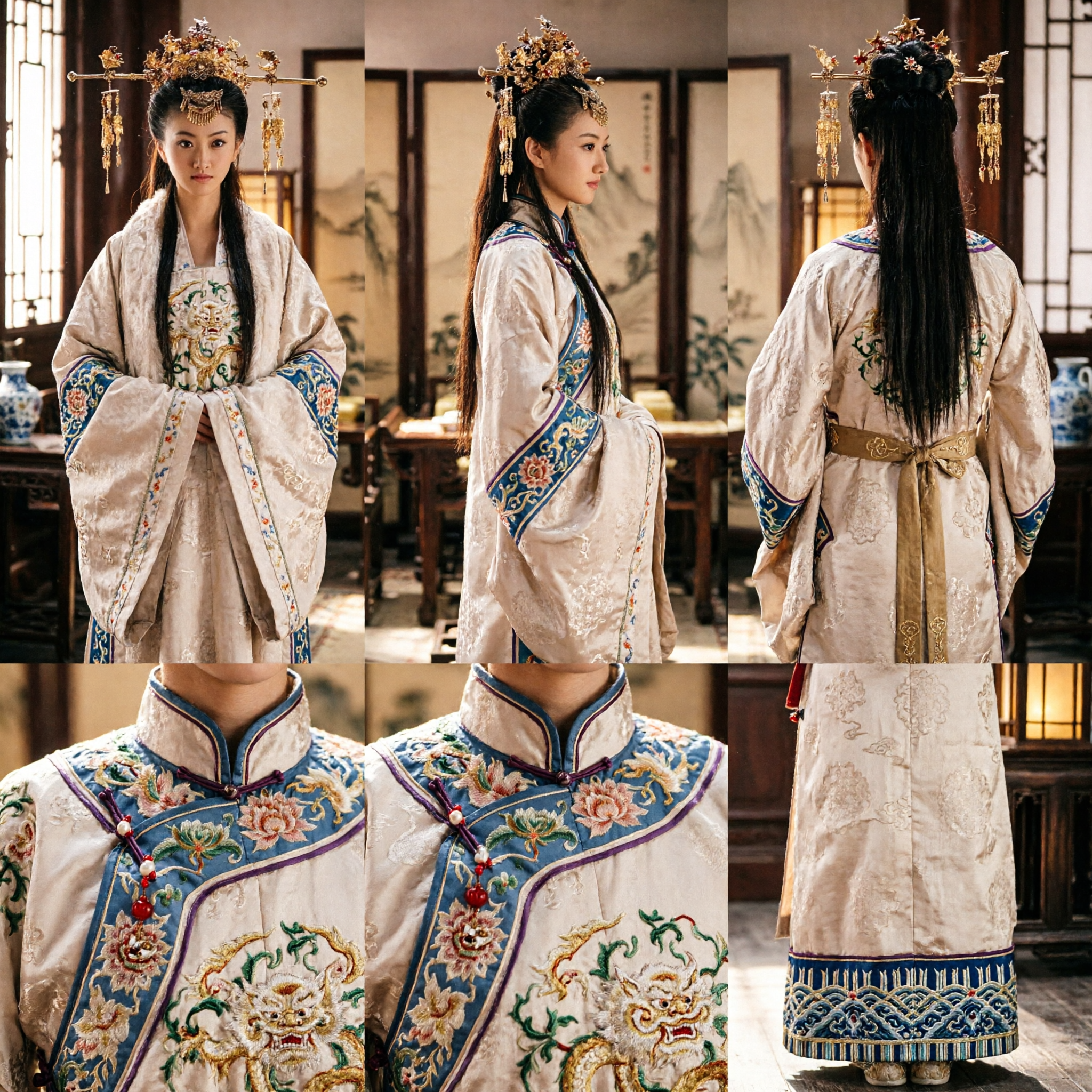 Chinese Ancient Princess Gold Phoenix Crown Headdress Traditional Hanfu Hair Jewelry for Women Cosplay Wedding - Asian Costume