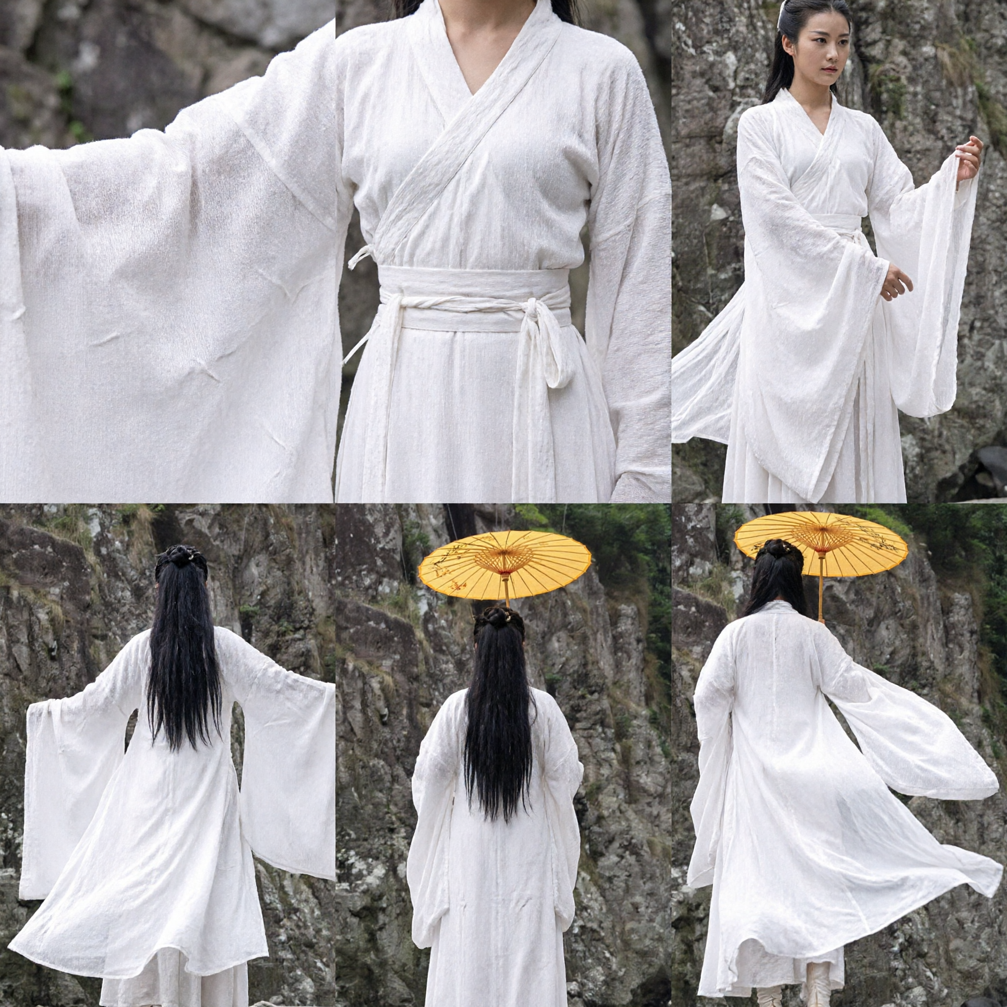 Traditioneel Chinese Witte Hanfu Feeënkostuum Vrouwen Wuxia Zwaardvechtersjurk voor Cosplay Optreden - Asian Costume