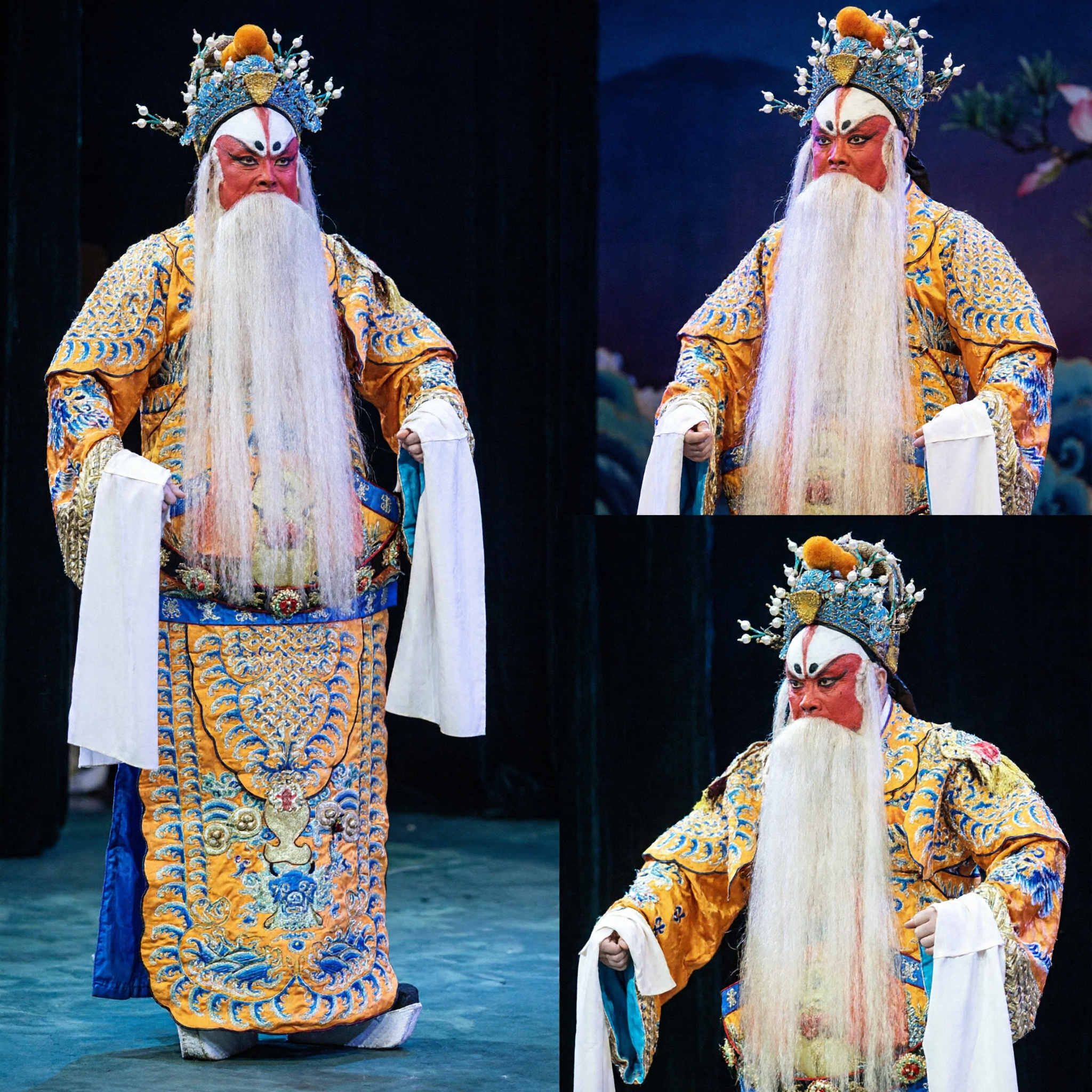 전통 중국 베이징 오페라 의상 황룡 자수 로브 장군 역할 남성 무대 공연용 - Asian Costume