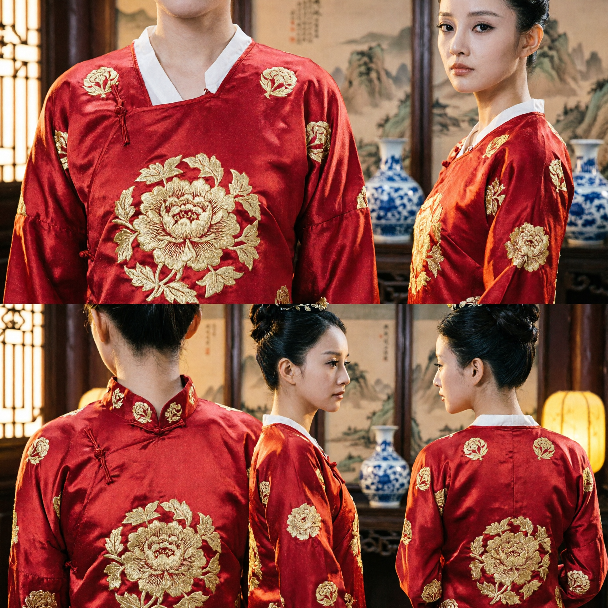 إكسسوارات شعر عصر تانغ الصيني القديم - غطاء رأس ذهبي زهري لتنكر زي قصر الهانفو التقليدي - Asian Costume