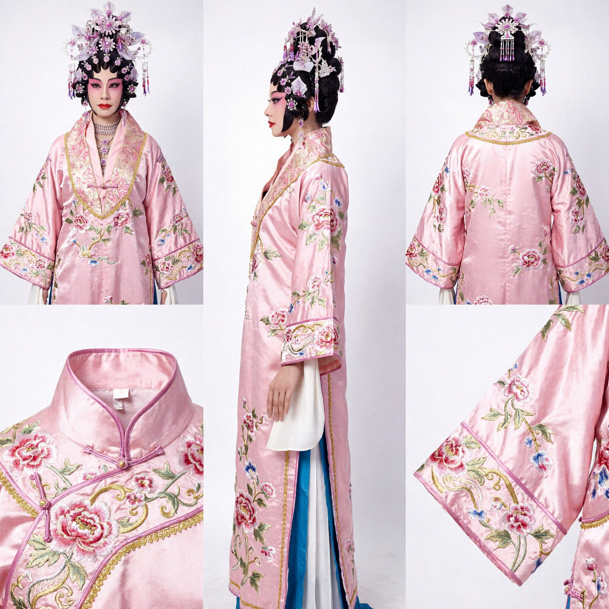 Coiffe d'opéra chinois traditionnel violette florale avec perles pour le rôle féminin Dan, pour performance scénique - Asian Costume