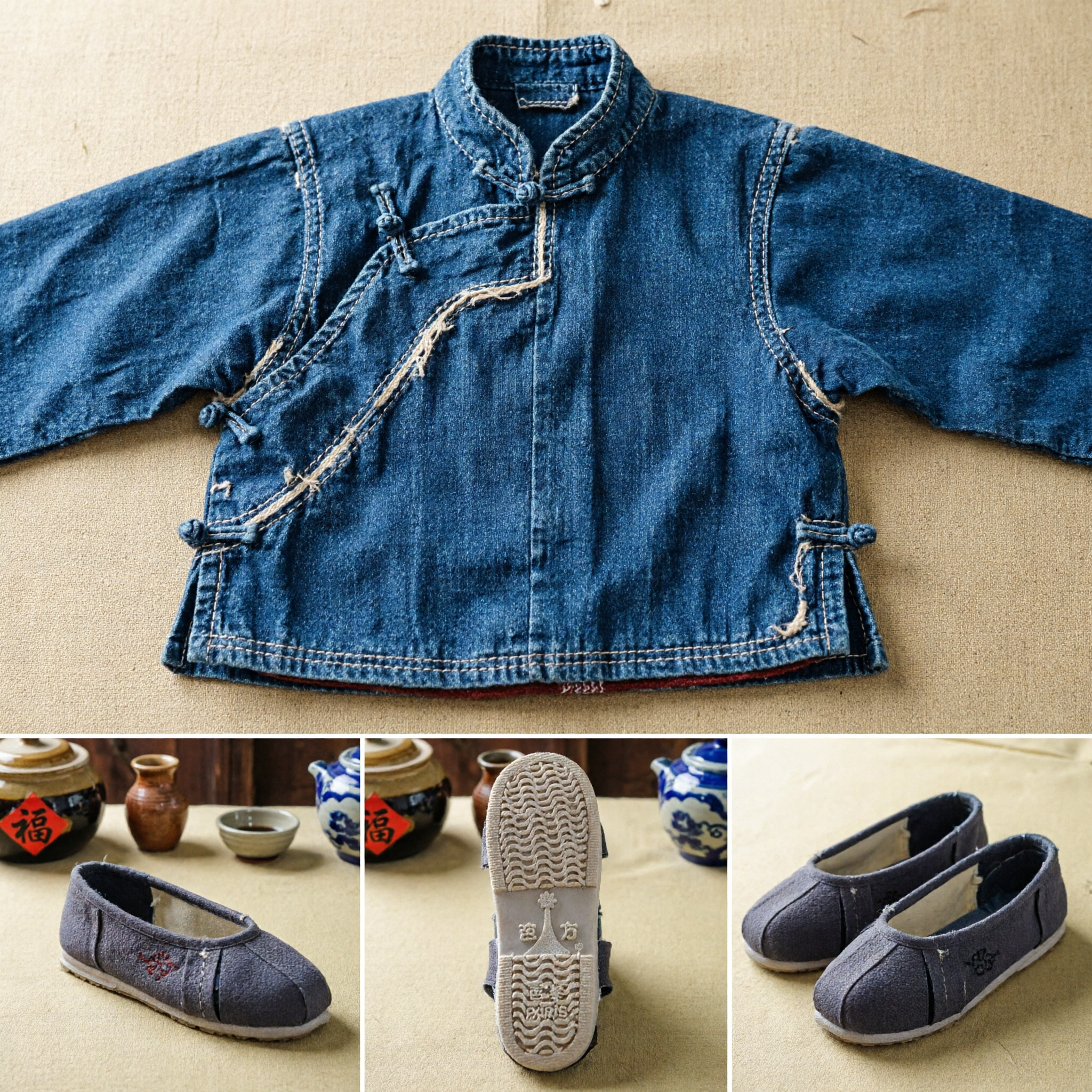 내구성 있는 고무 밑창이 달린 쿵푸 태극권 무술 연습용 유니섹스 전통 중국 천 슈즈 - Asian Costume