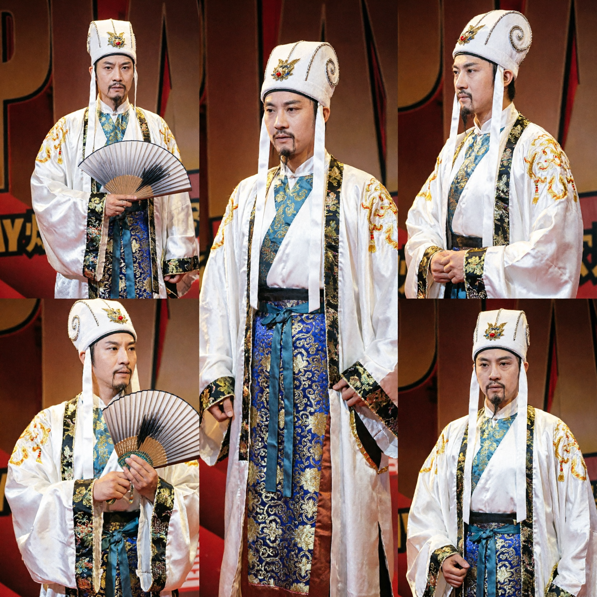 Traje de Cosplay de Zhuge Liang dos Três Reinos para Homens, Conjunto de Hanfu Branco de Primeiro Ministro da China Antiga - Asian Costume