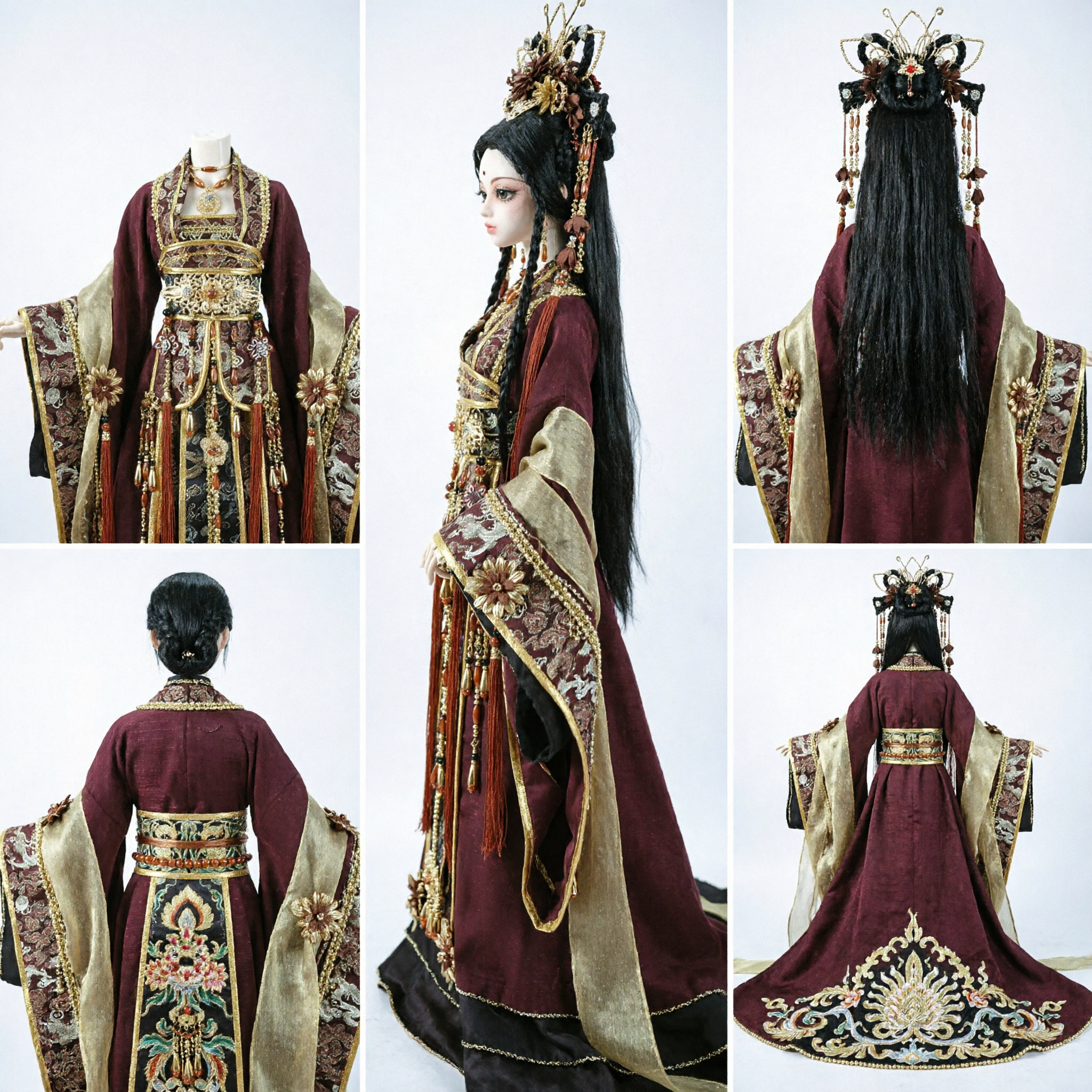 Wyszukany tradycyjny chiński kostium Hanfu dla lalek BJD, zestaw sukni księżniczki z dynastii Tang - Asian Costume