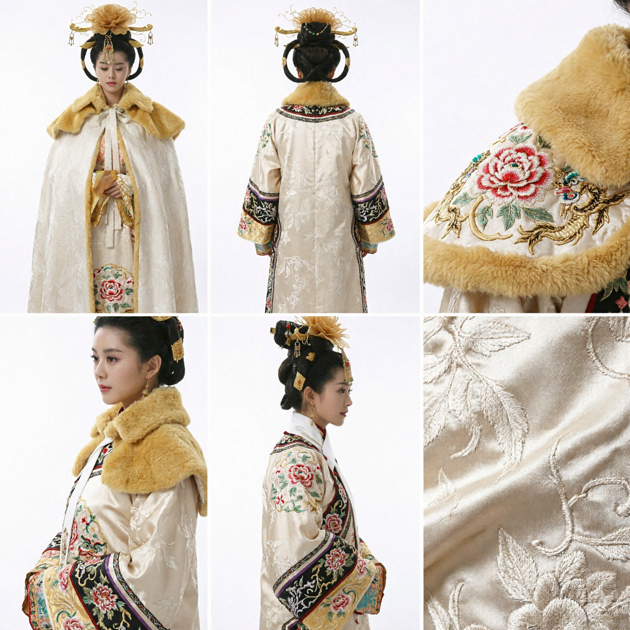 Exquisito Adorno de Cabeza de Flor Dorada para Damas del Palacio de la Dinastía Tang China para Cosplay y Sesiones Fotográficas de Hanfu - Asian Costume