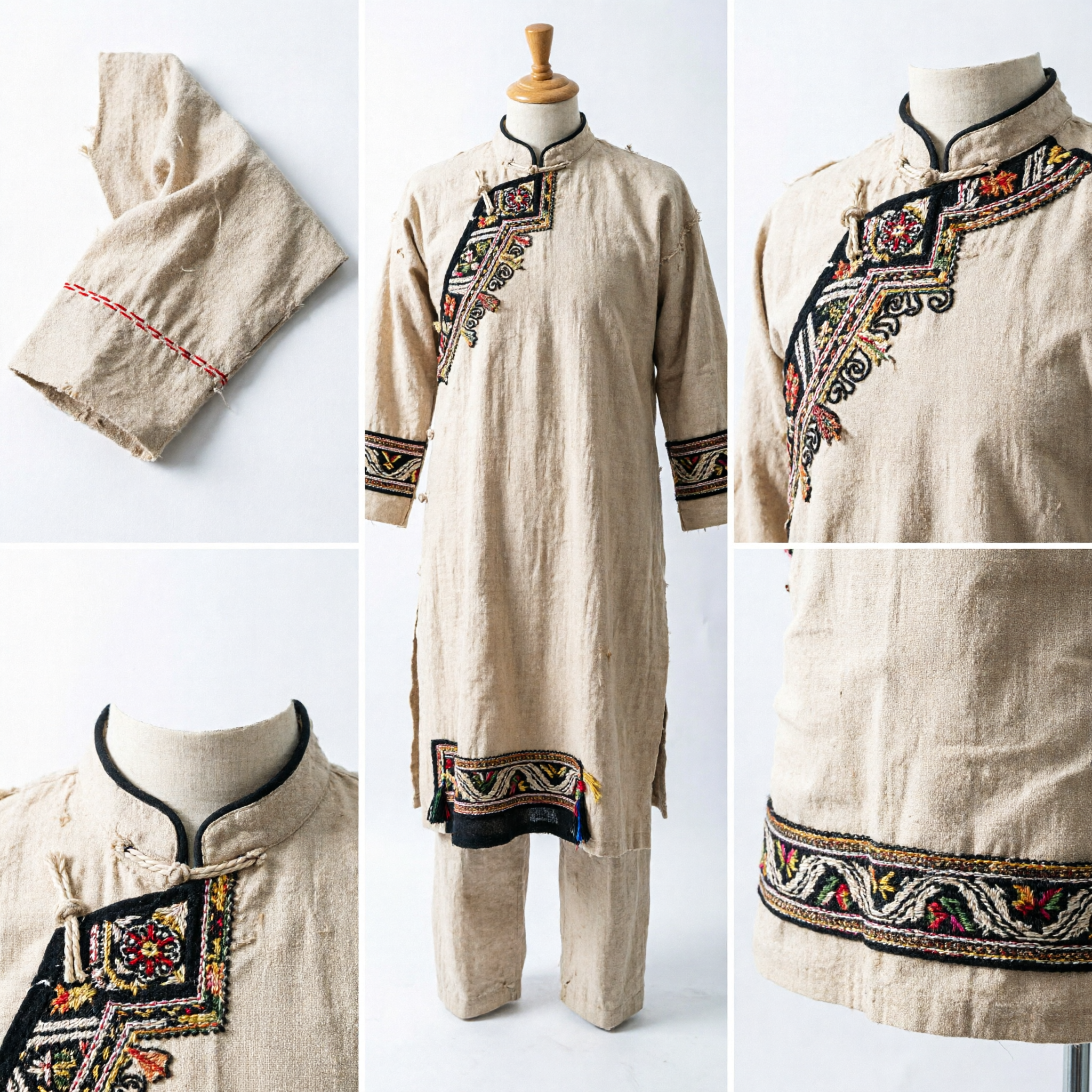 Tradycyjny chiński Fuchen (wachlarz muchowy) z długim blond włosiem końskim i rzeźbioną drewnianą rękojeścią do taoistycznych sztuk walki - Asian Costume