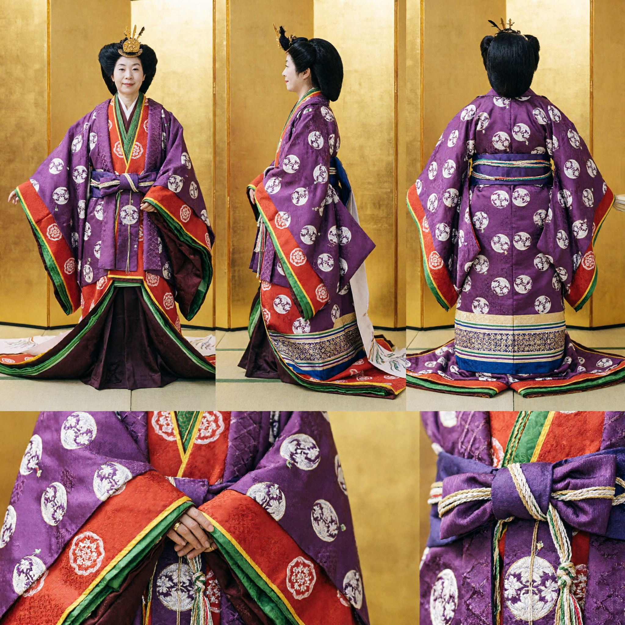 Costume Kimono del Periodo Heian Giapponese Tradizionale, Junihitoe, Abito da Nobildonna di Corte Viola per Donne - Asian Costume