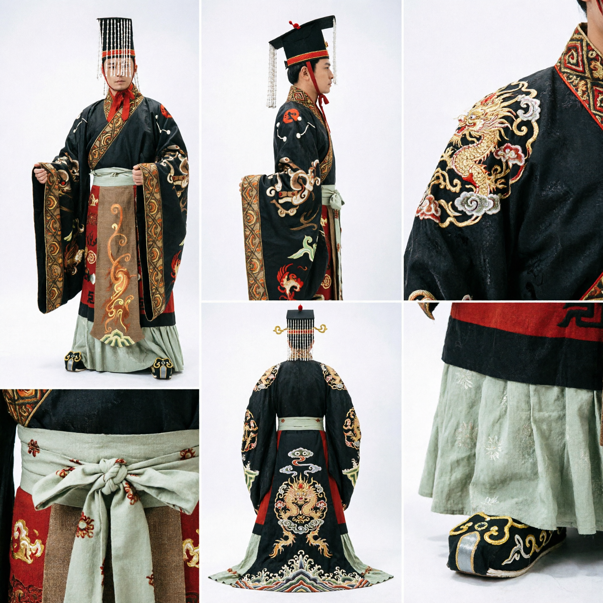 زي الإمبراطور الصيني القديم للرجال - رداء الملك من عهد هان - هانفو تقليدي للعروض المسرحية - Asian Costume