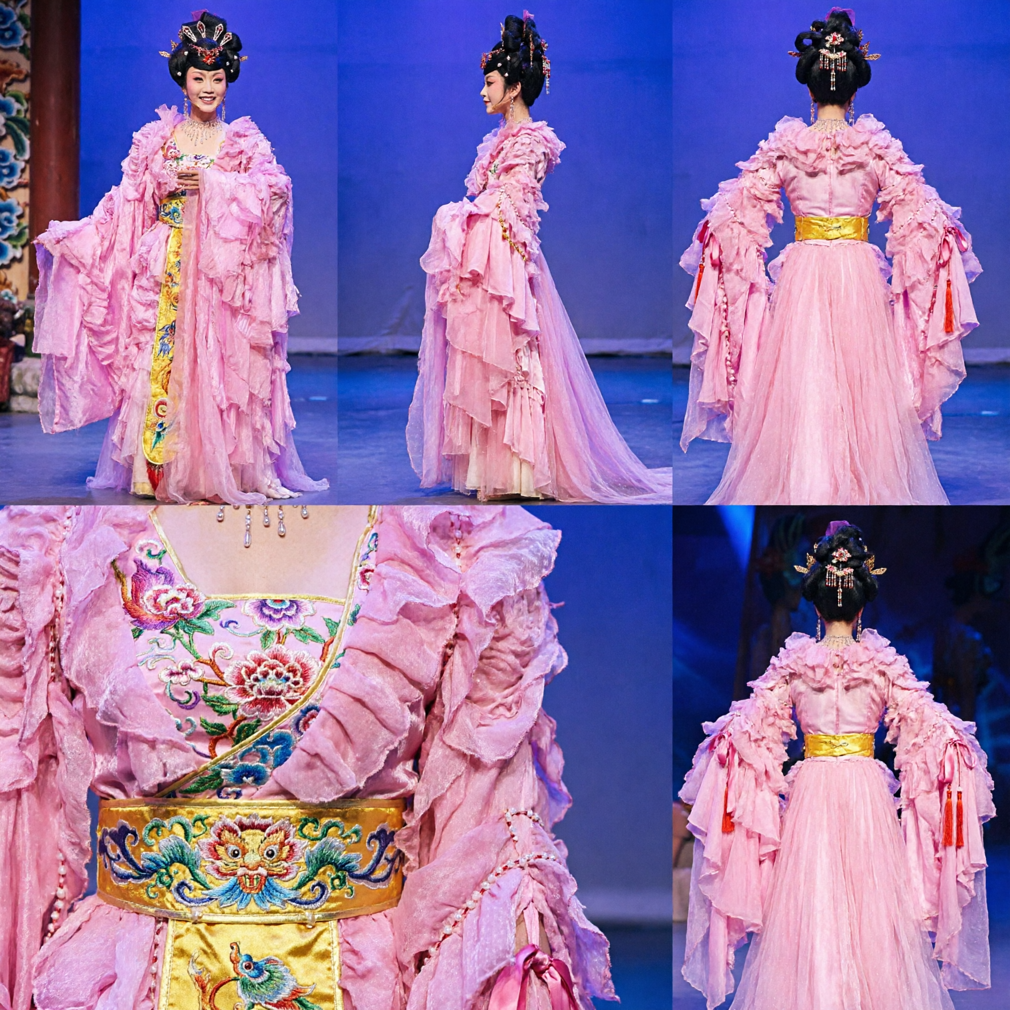 Costume élaboré rose de princesse du palais de la dynastie Tang - Pour spectacle sur scène et opéra - Asian Costume