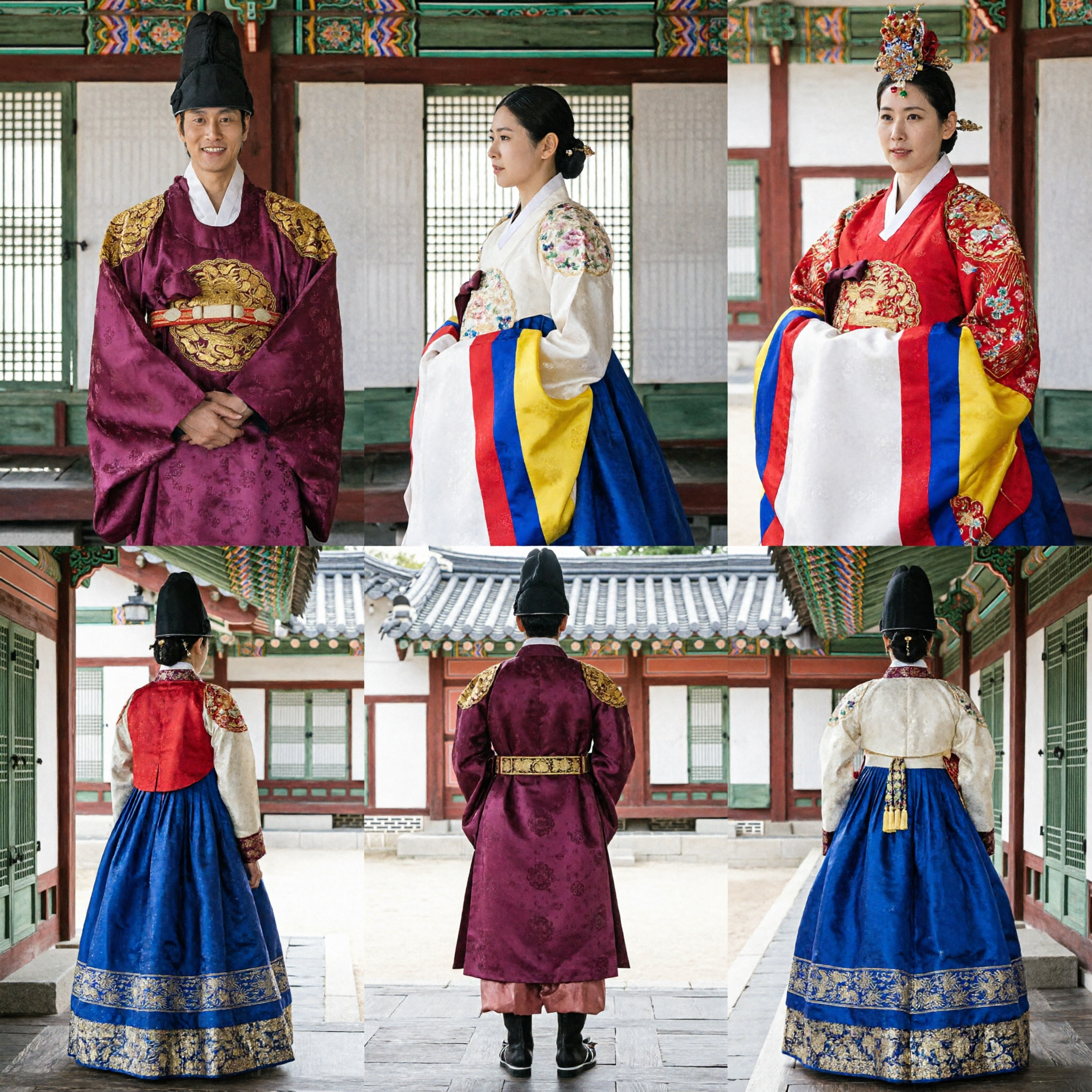 Koreański królewski ślubny zestaw stroju Hanbok, tradycyjny strój panny młodej i pana młodego na historyczne sesje zdjęciowe - Asian Costume
