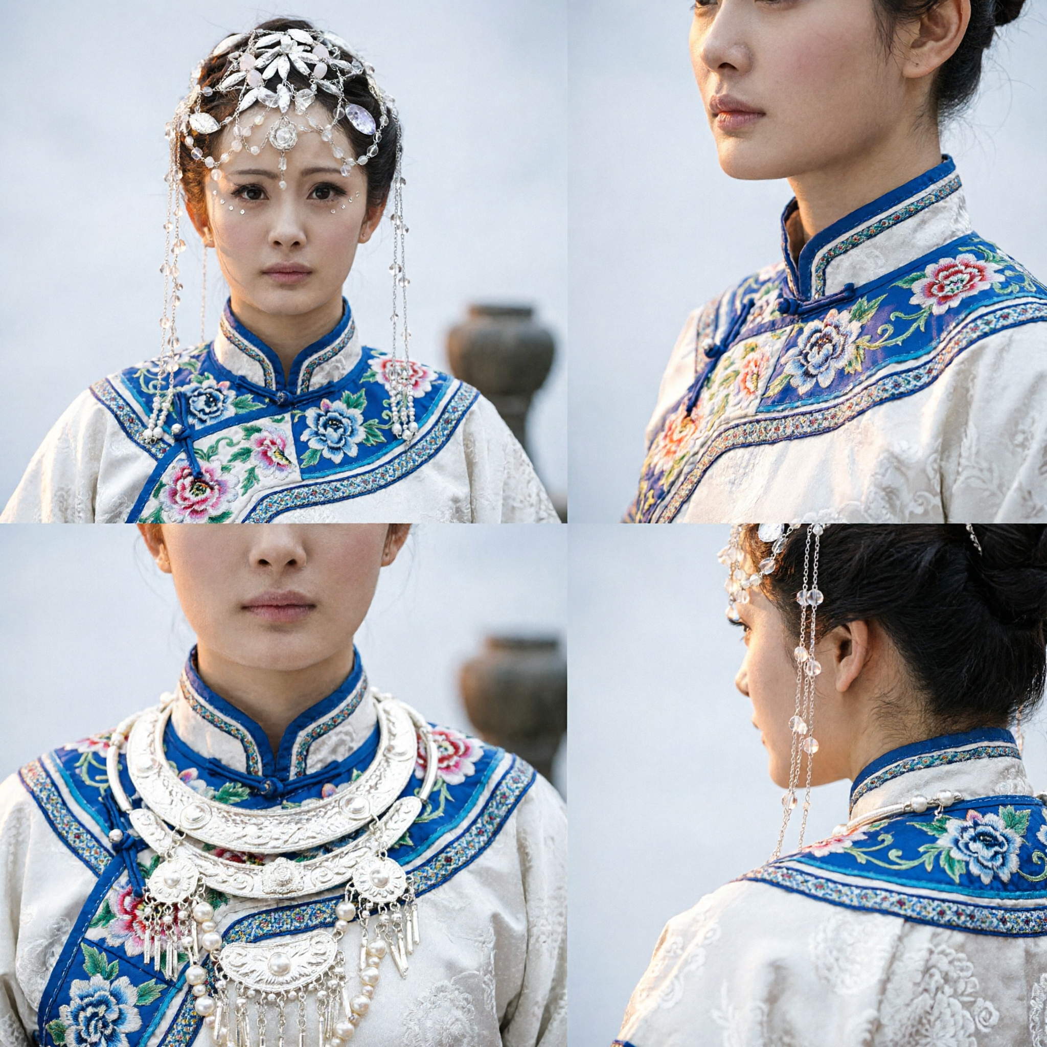 Joyero para el Cabello Exquisito de Hoja de Cristal Plateado, Accesorio para la Cabeza de Hada Antigua China para Boda Hanfu y Cosplay - Asian Costume