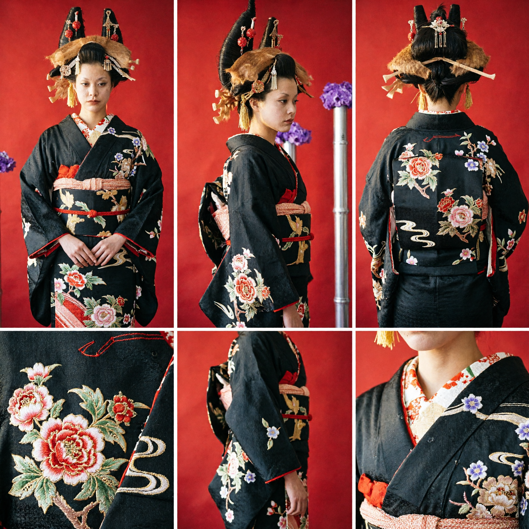 Tocado de Geisha Japonés Tradicional con Elaborados Adornos Kanzashi Dorados para Cosplay de Mujer y Actuación Cultural - Asian Costume