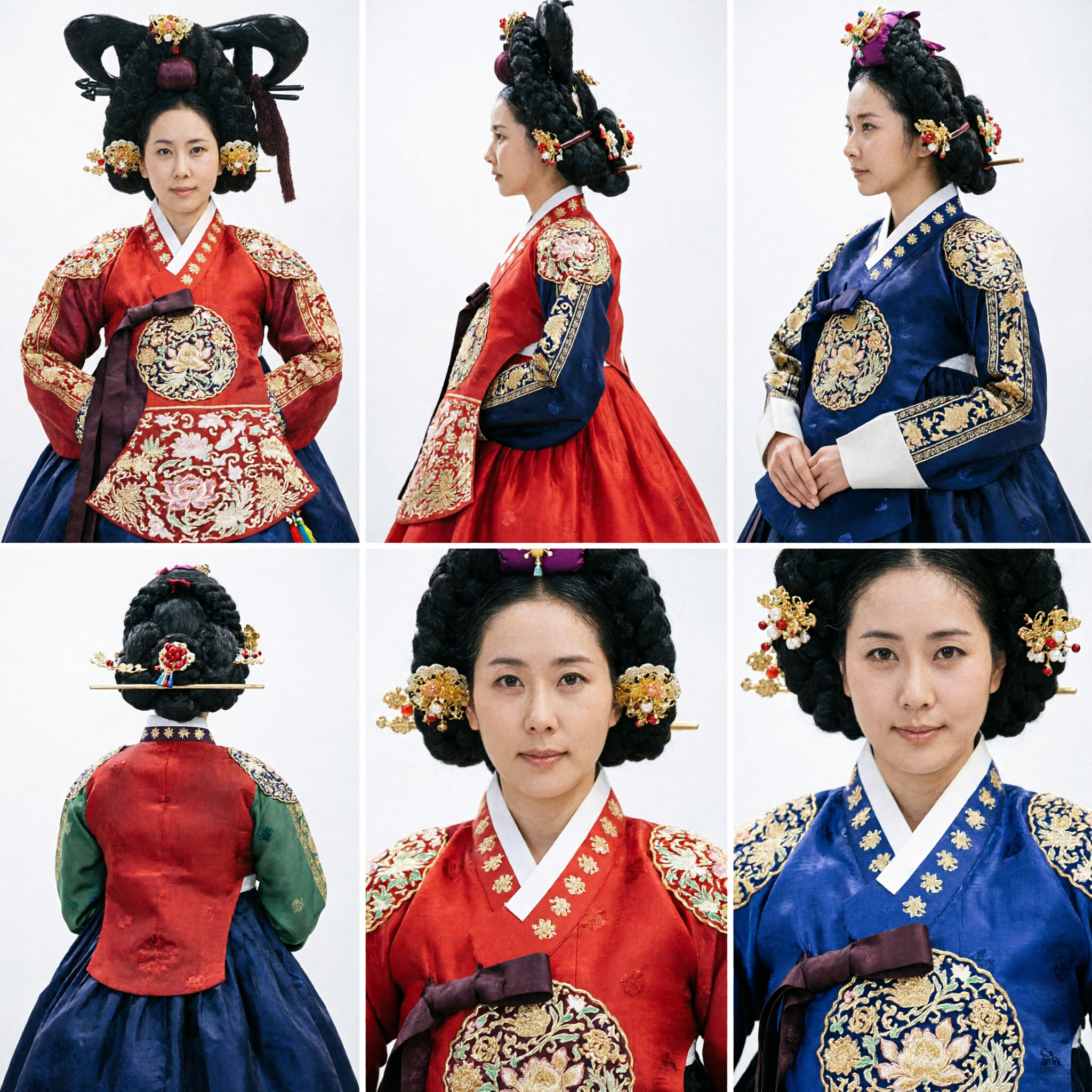 Koreaans Traditionele Gache Pruik met Gouden Ornamenten voor Hanbok Trouwkostuum en Culturele Uitvoering - Asian Costume
