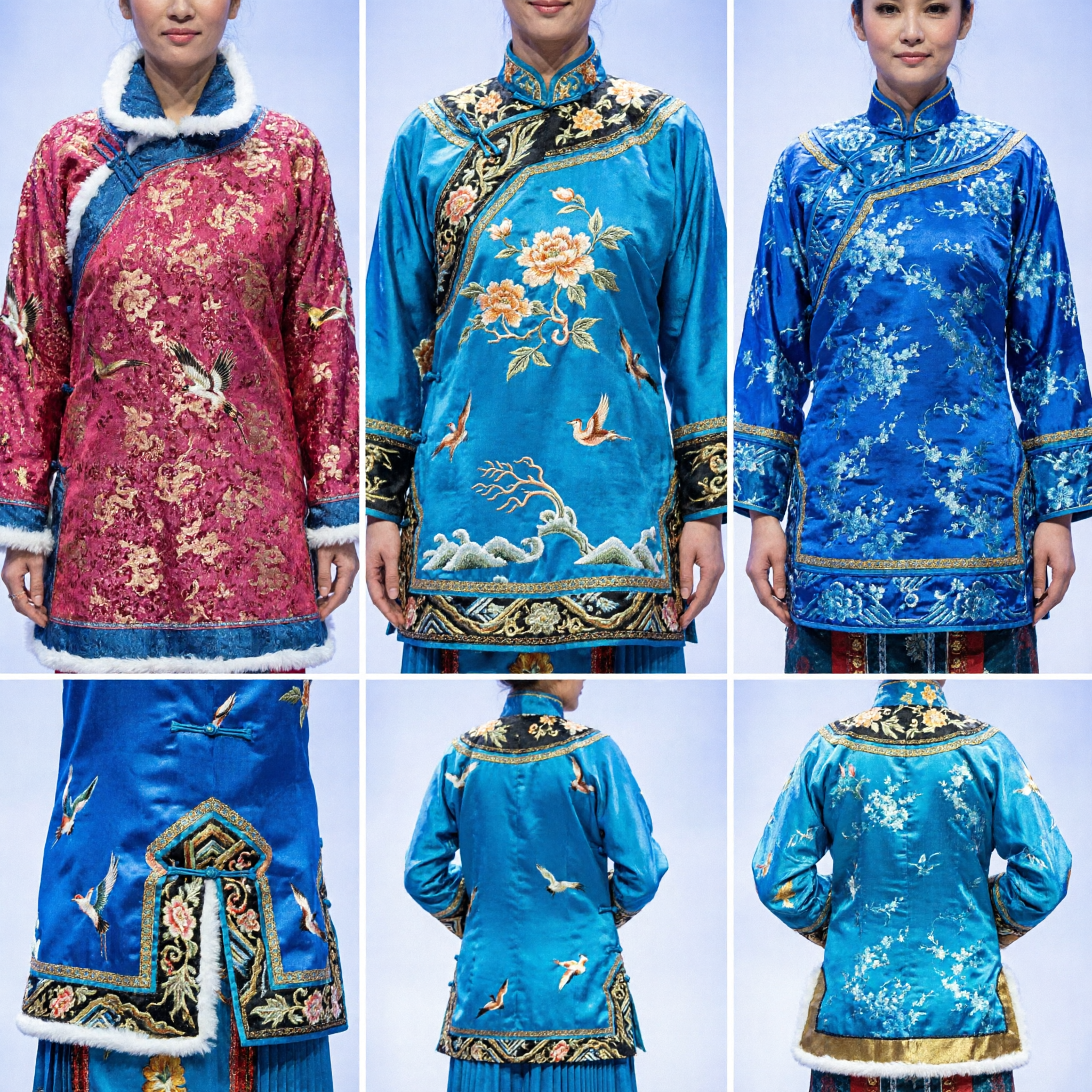 Traje Tradicional Chino de Princesa Manchú de la Dinastía Qing para Mujeres Túnica Bordada con Cuello de Piel para Actuación Escénica - Asian Costume