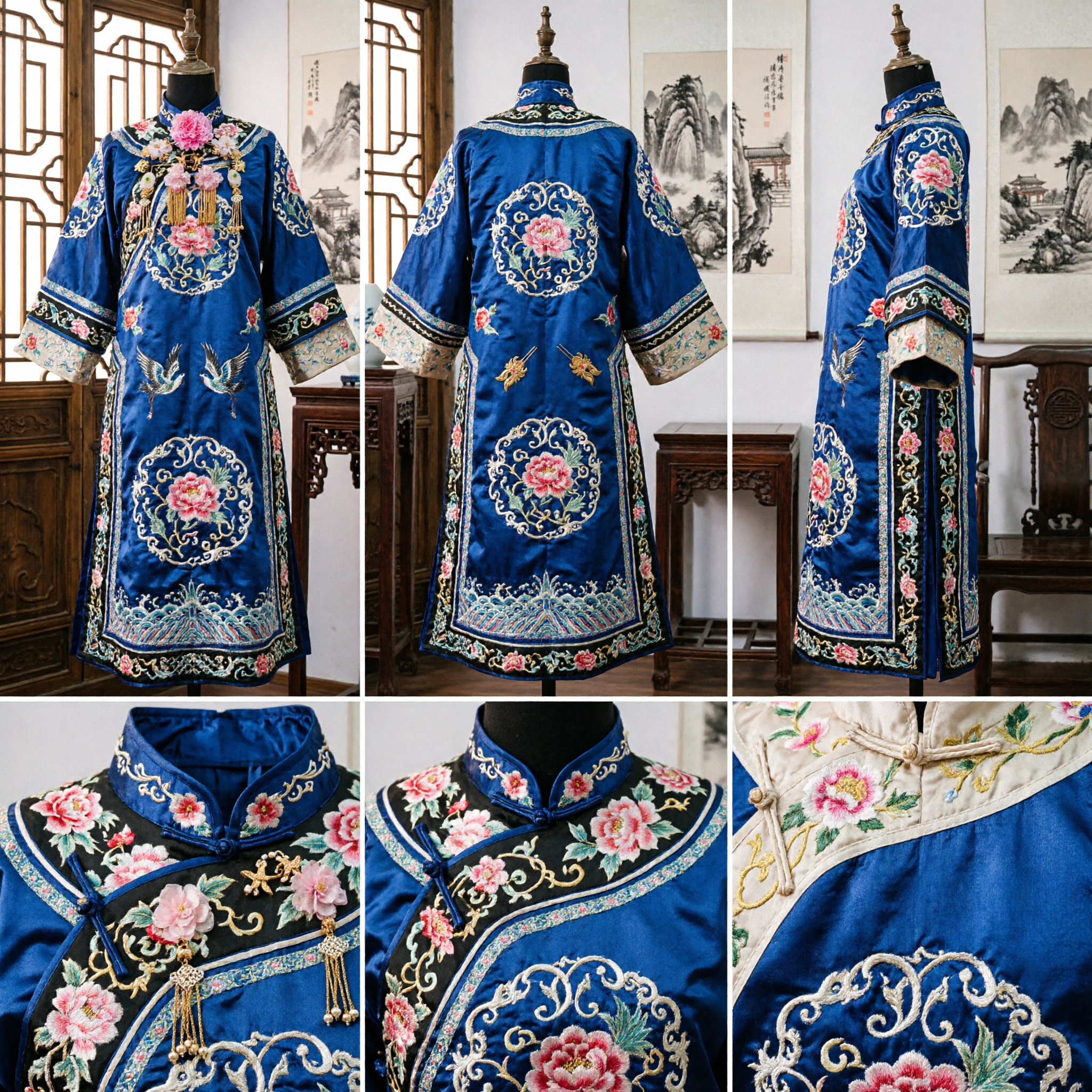 伝統的中国漢服髪飾りセット 古代プリンセス牡丹花金色簪 婚礼衣装ジュエリー 女性用 - Asian Costume