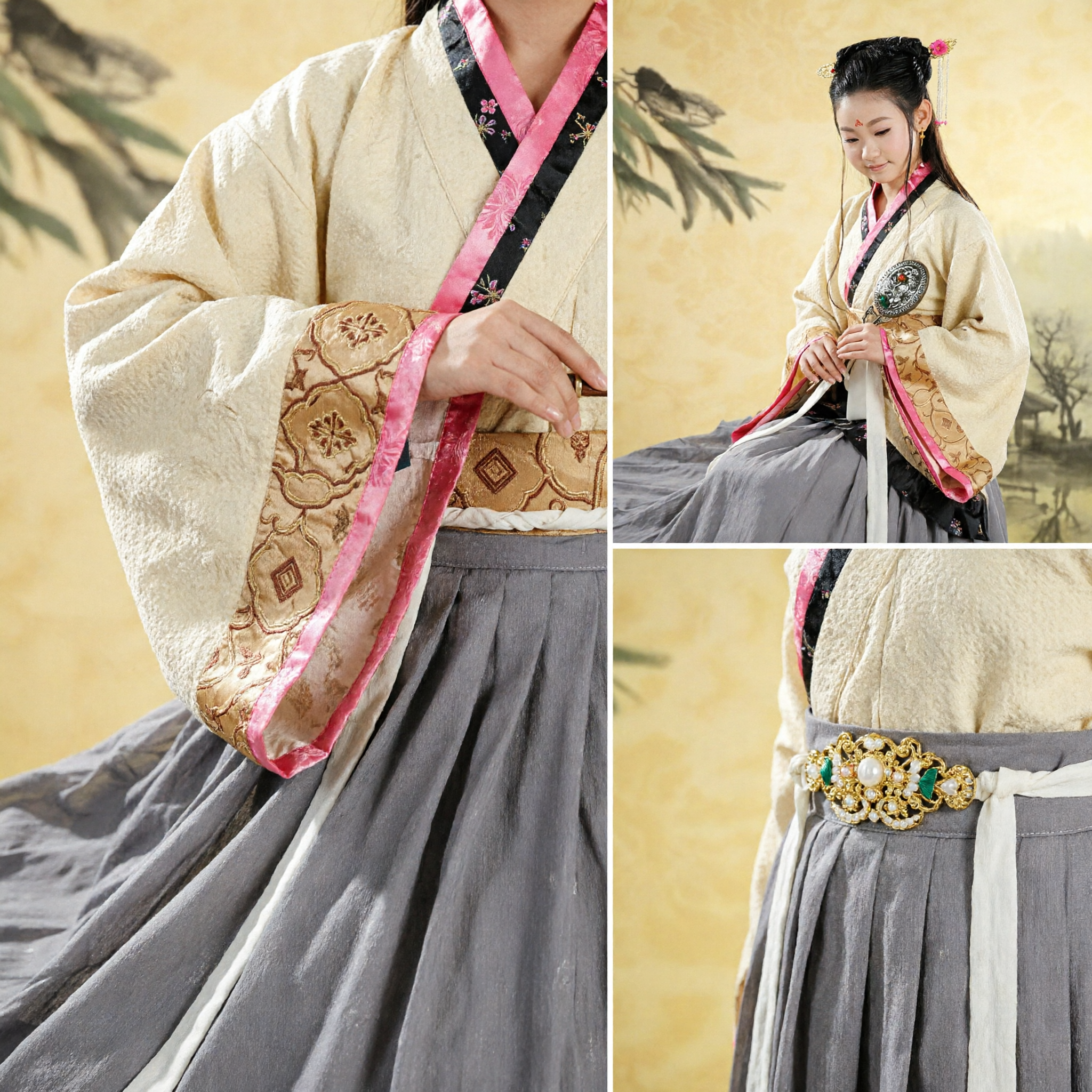 Traje Antigo Chinês Hanfu para Meninas Vestido Tradicional da Dinastia Tang Conjunto para Performance Cultural Infantil - Asian Costume