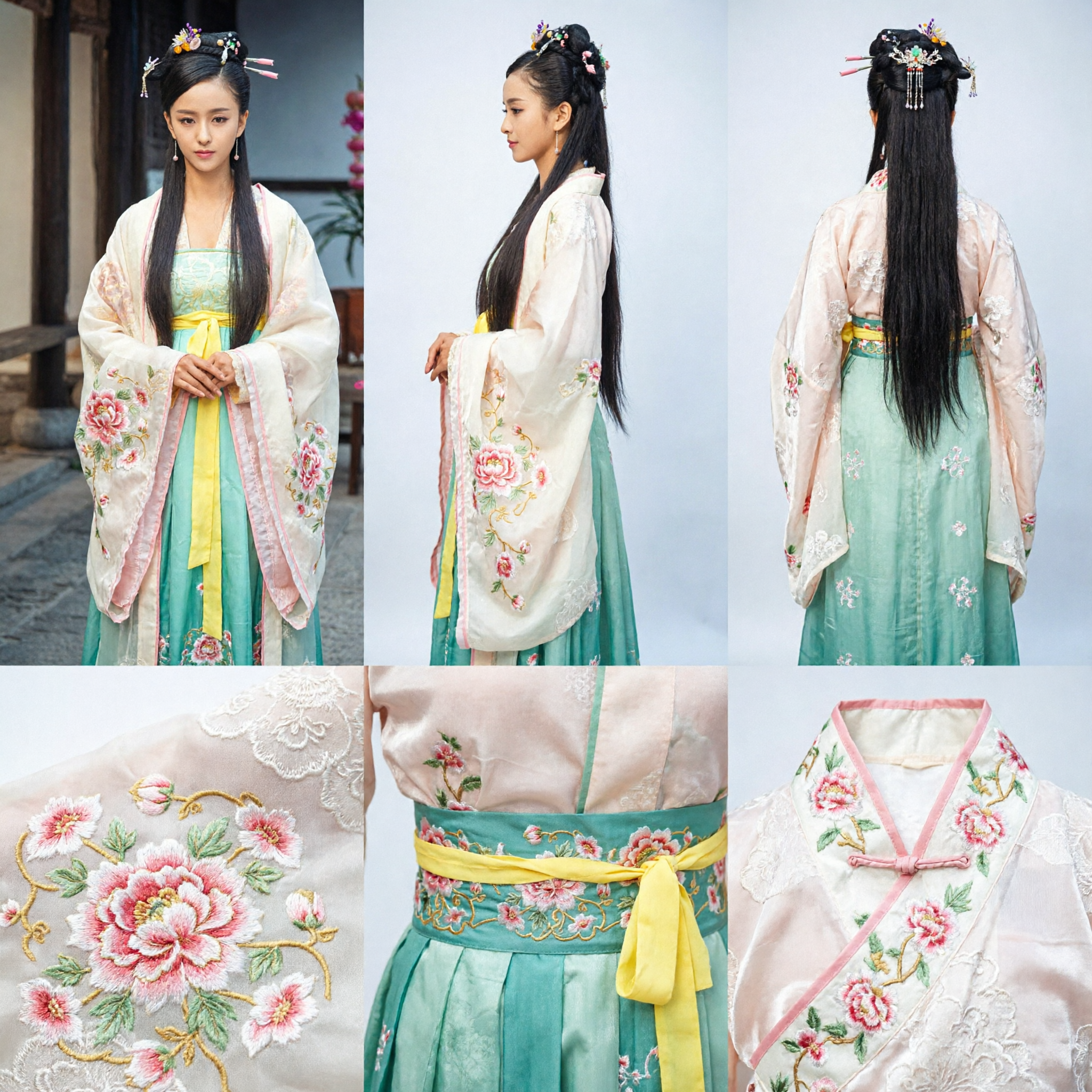 Costume Hanfu traditionnel chinois élégant, robe de fée ancienne pour femmes, ensemble complet avec accessoires capillaires pour cosplay - Asian Costume