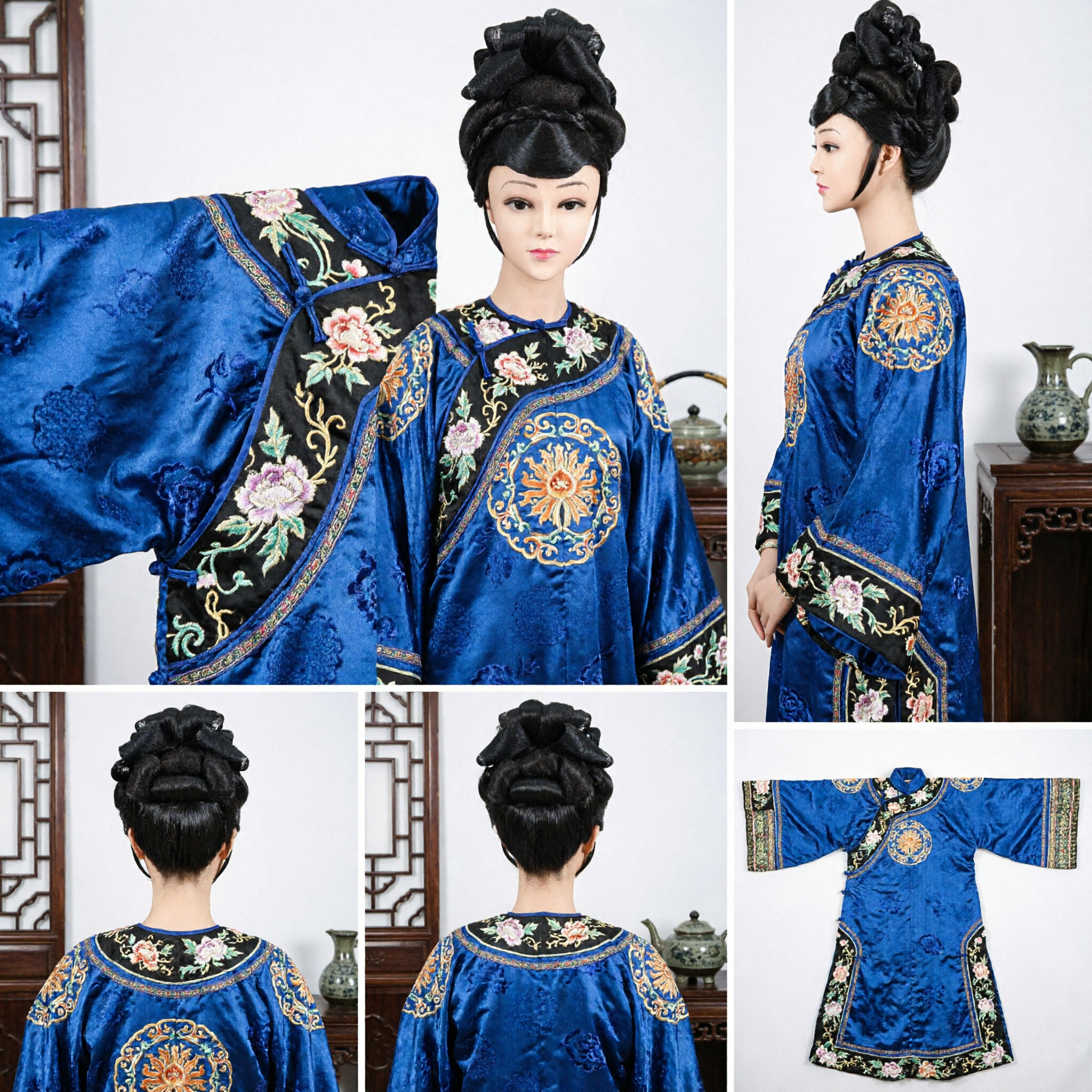 Peluca de Estilo Antiguo Tradicional China, Peinado Hanfu Negro para Mujer, Recogido para Cosplay de Traje Wuxia - Asian Costume