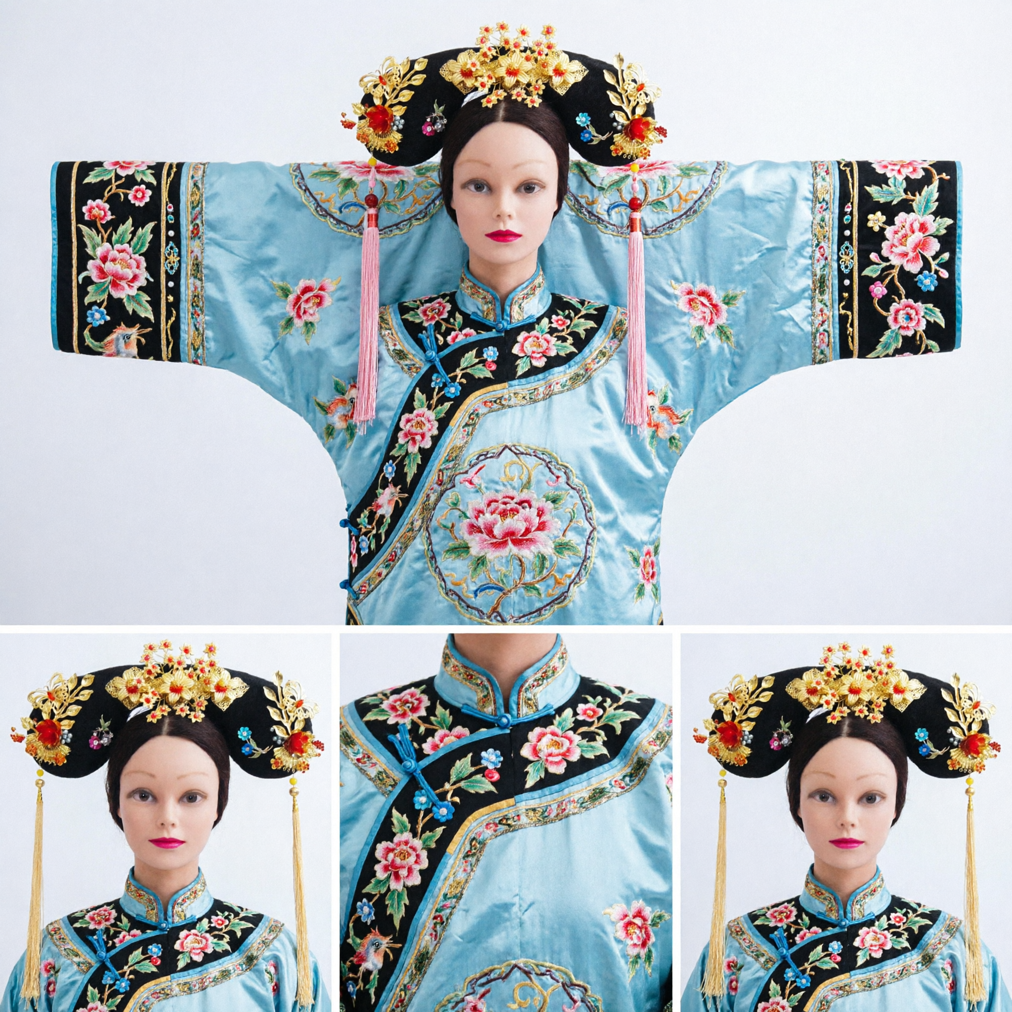 伝統中国風 清朝満州族皇后ヘッドピース 金花髪飾り コスプレ衣装パフォーマンス用 - Asian Costume