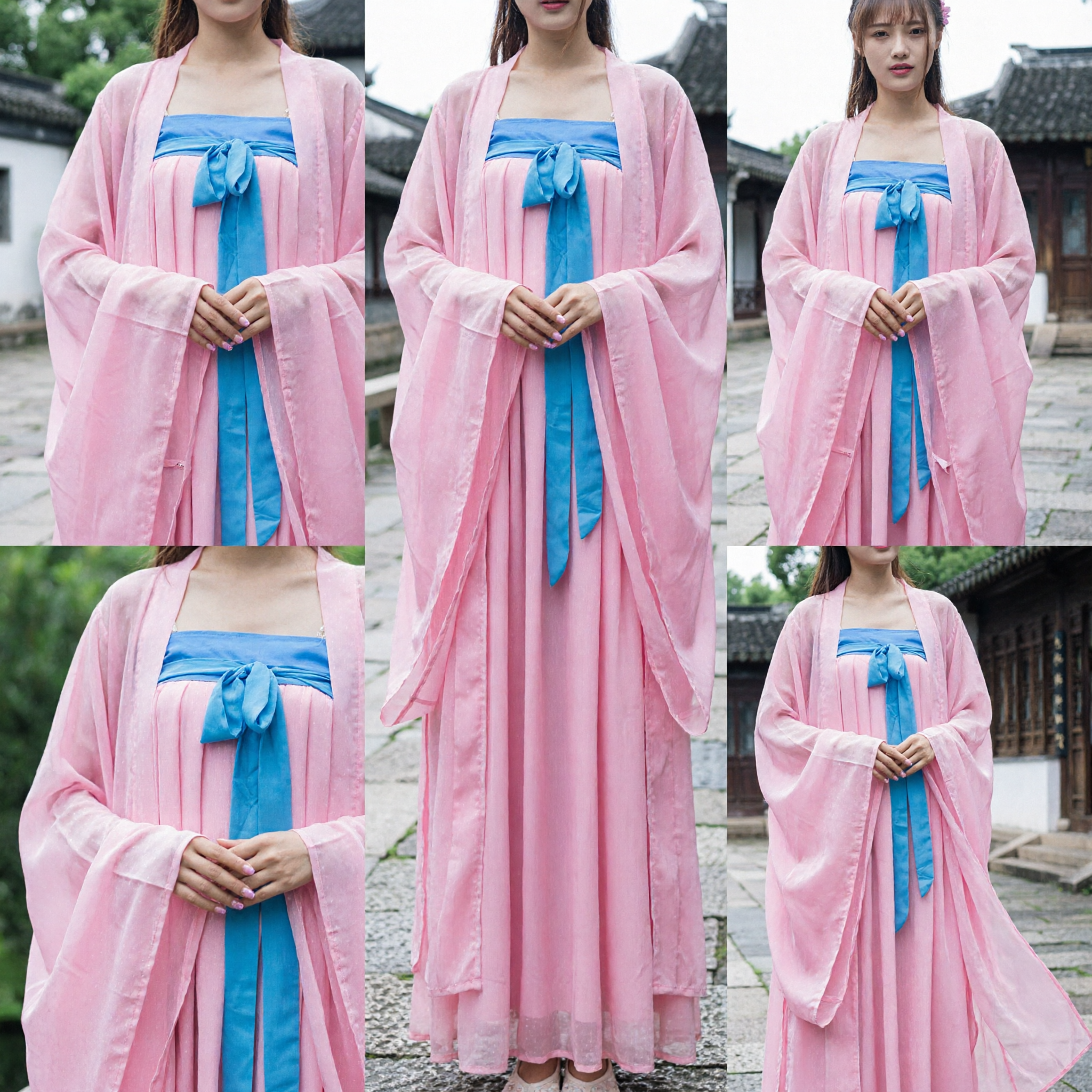Elegantes rosafarbenes traditionelles chinesisches Hanfu-Kostüm Antiker Tang-Dynastie-Stil Mantel für Frauen-Cosplay und Feste - Asian Costume