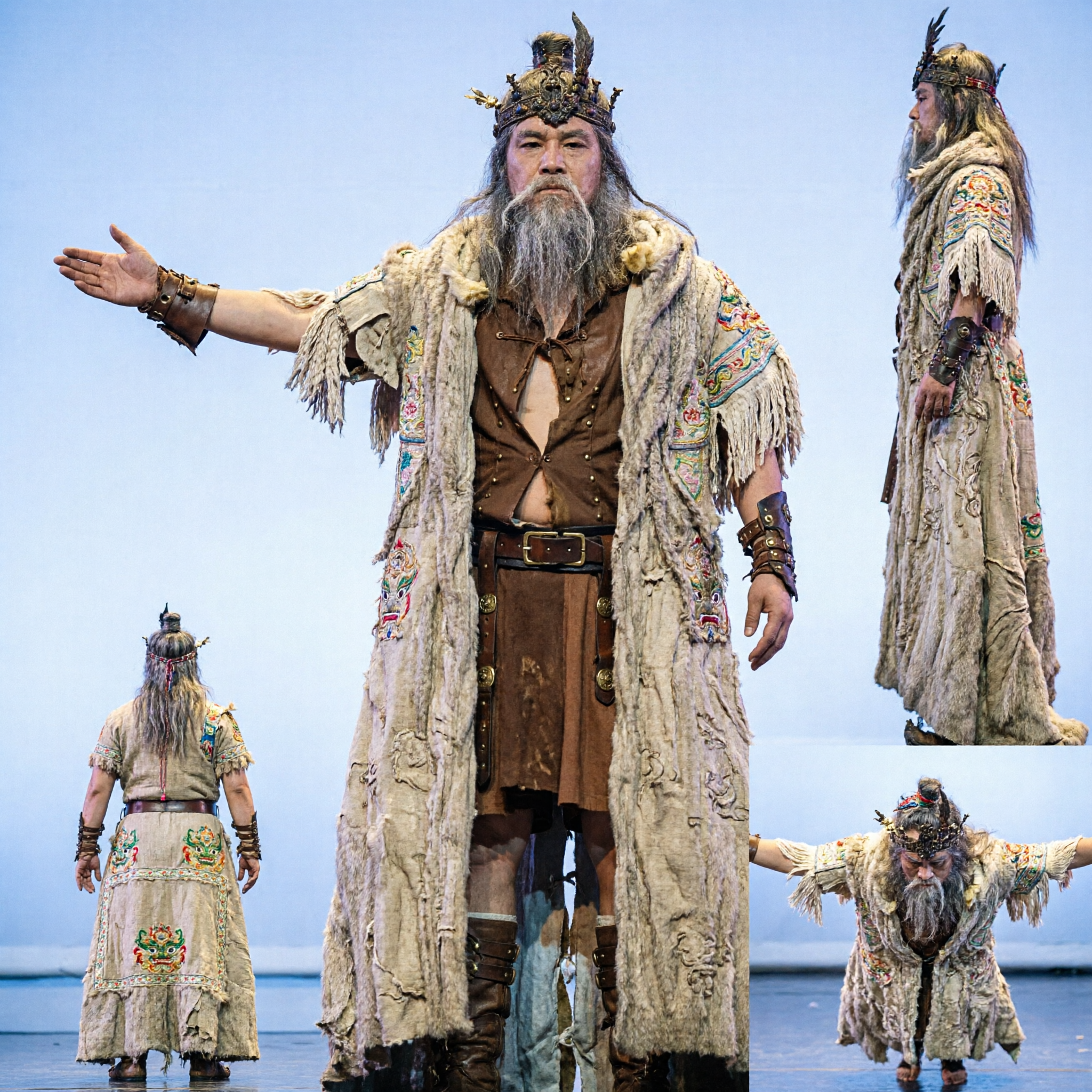 Oude Chinese mythische koning kostuum mannen traditionele opera mantel voor podiumoptreden en culturele dans - Asian Costume