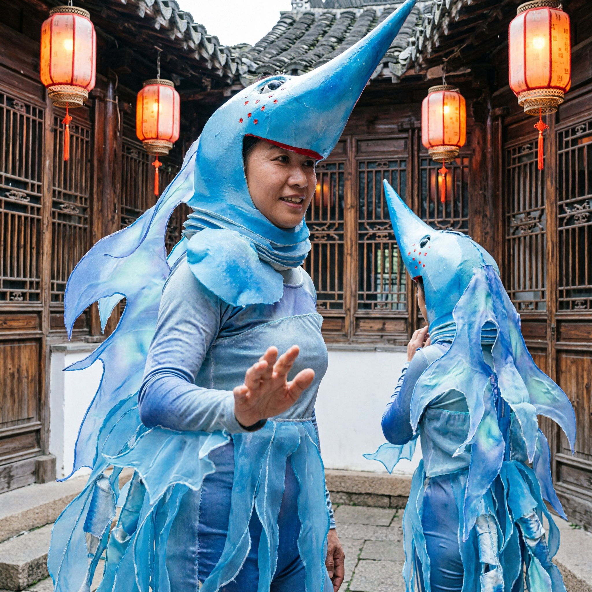 Traje de Mascota Pez Espada Azul, Disfraz Completo de Cuerpo Entero para Presentaciones de Danza en Escenario y Eventos de Carnaval - Asian Costume