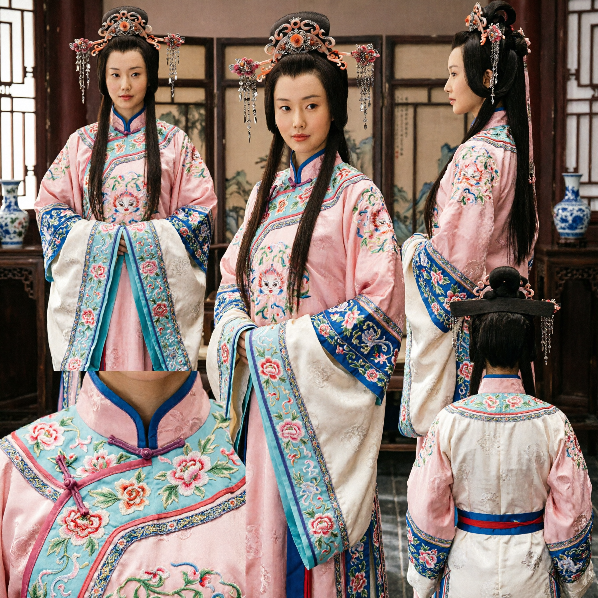 Set parrucca Hanfu da principessa antica cinese con copricapo ornato e nappe pendenti per cosplay femminile - Asian Costume