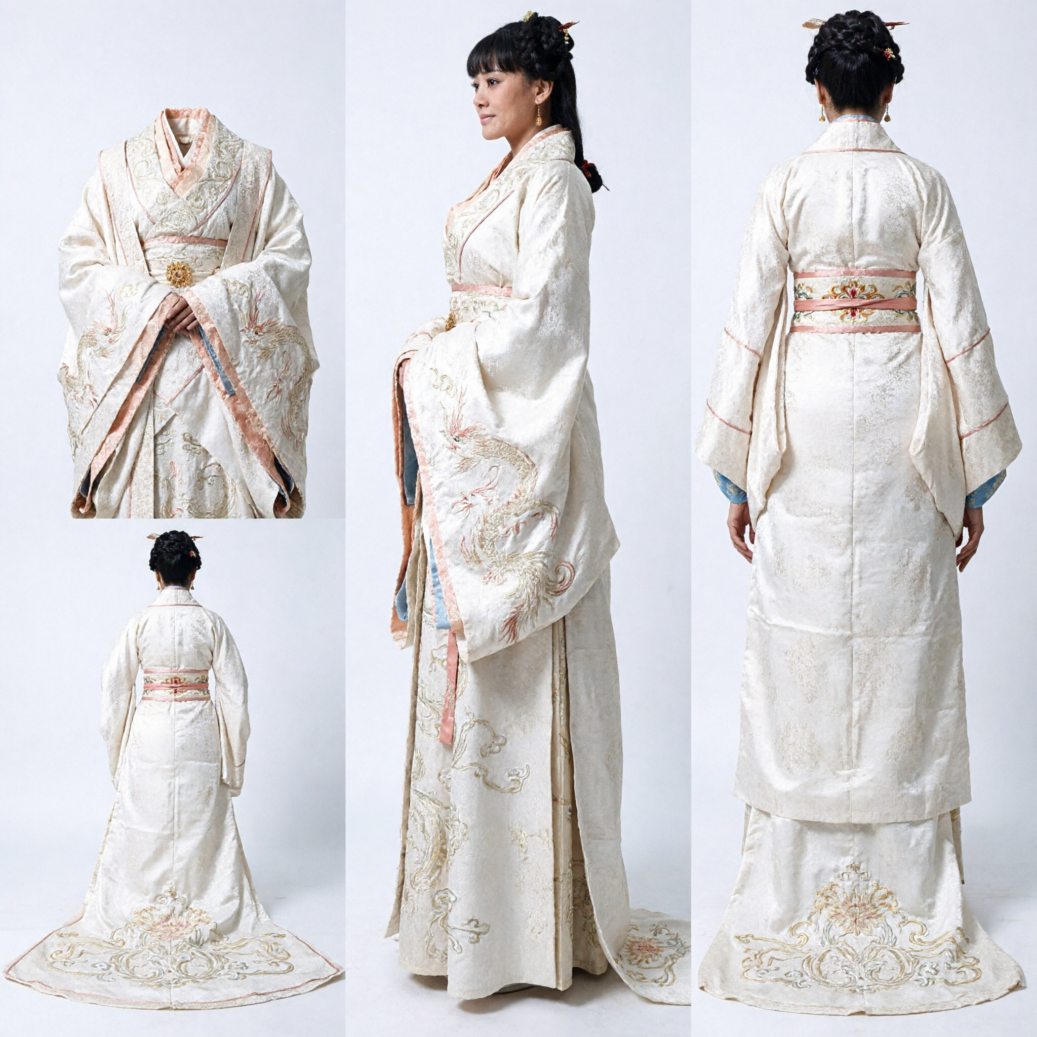 Elegante costume da dama di palazzo antica cinese Hanfu bianco della dinastia Han, abito tradizionale per donne per cosplay - Asian Costume
