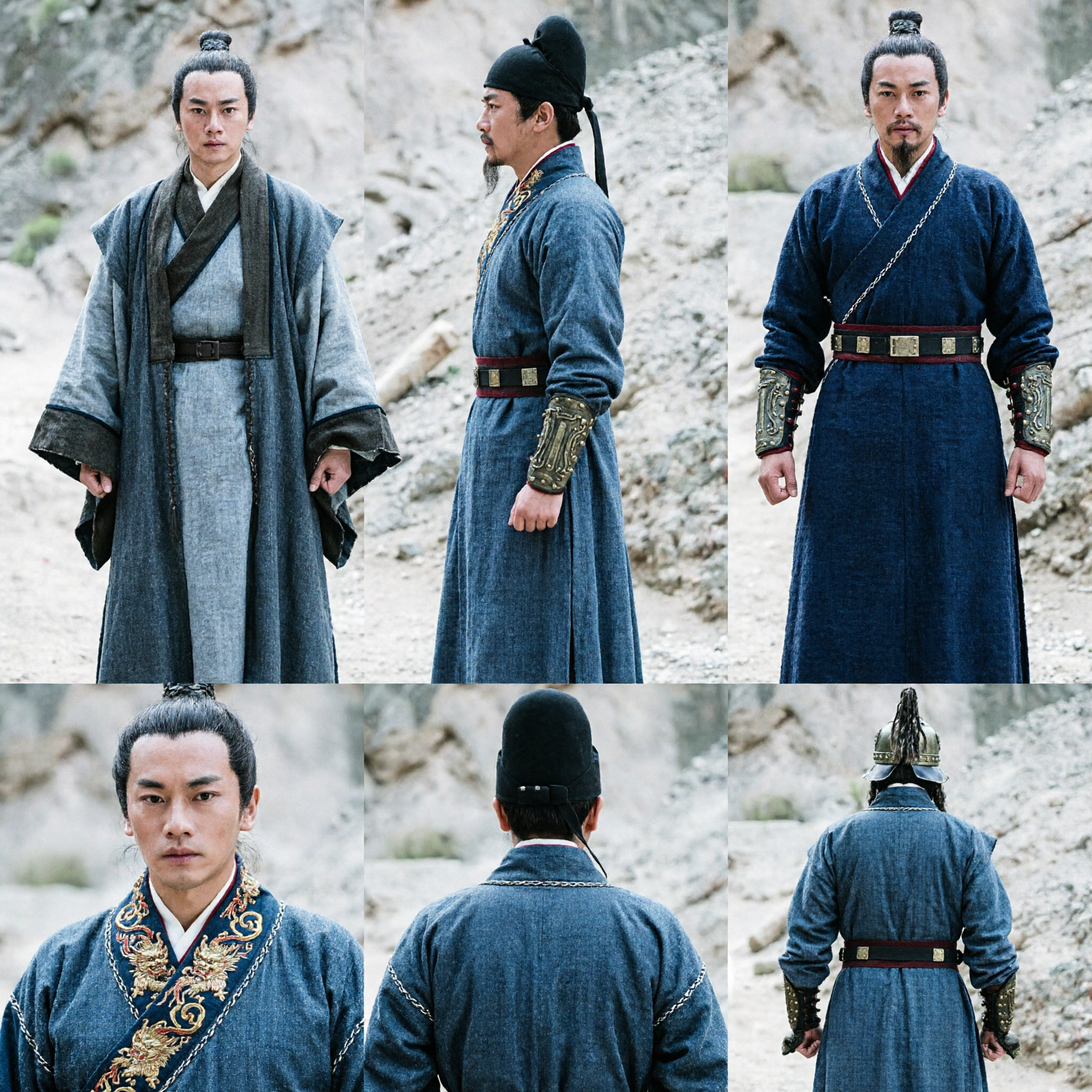 مجموعة رداء العالم ودرع المحارب الصيني القديم للرجال - زي الهانفو التقليدي للكوزبلاي والمسرحيات التاريخية - Asian Costume