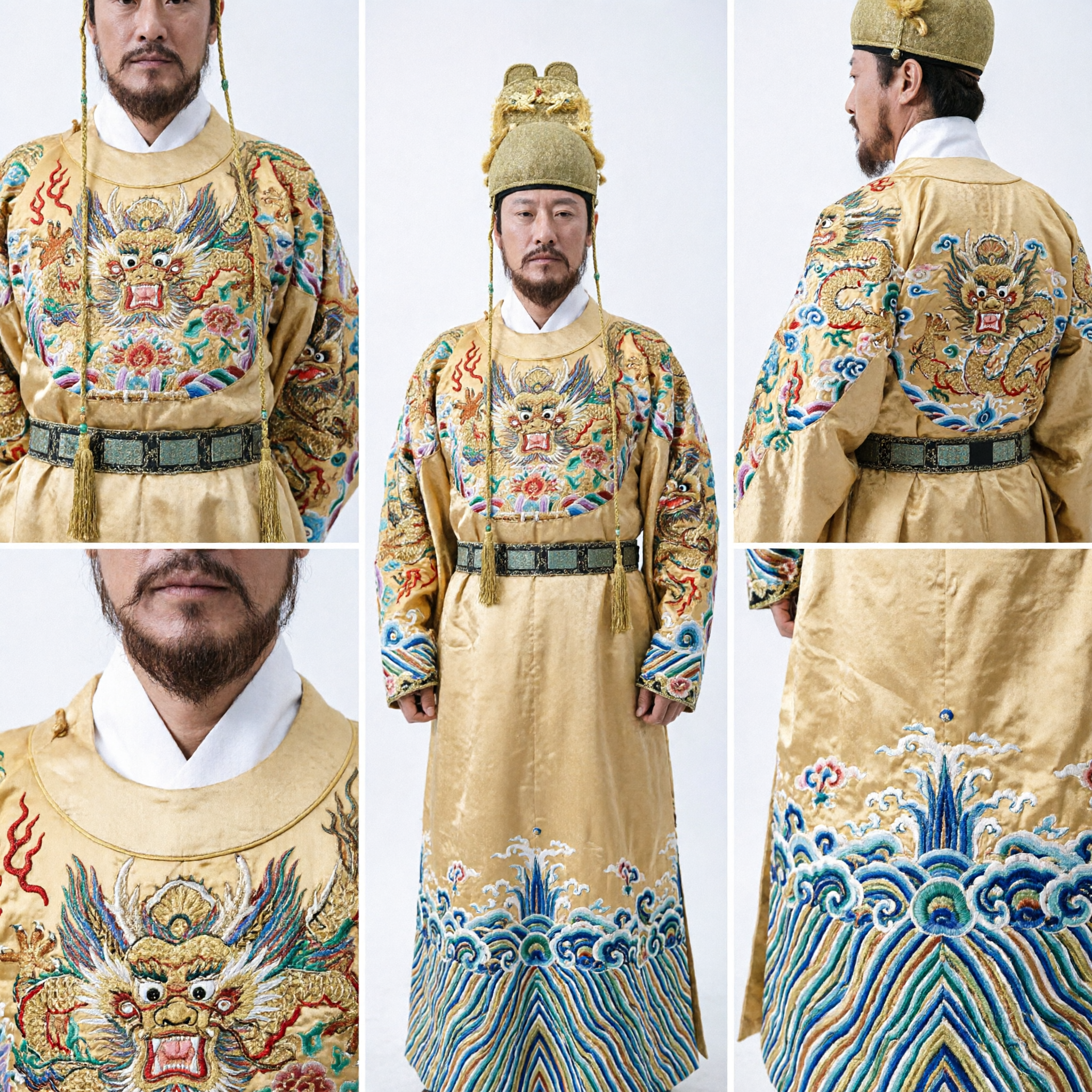 Traditional Chinese Emperor Dragon Robe Costume for Men Ancient Ming Dynasty Cosplay Complete Set with Hat - Asian Costume
