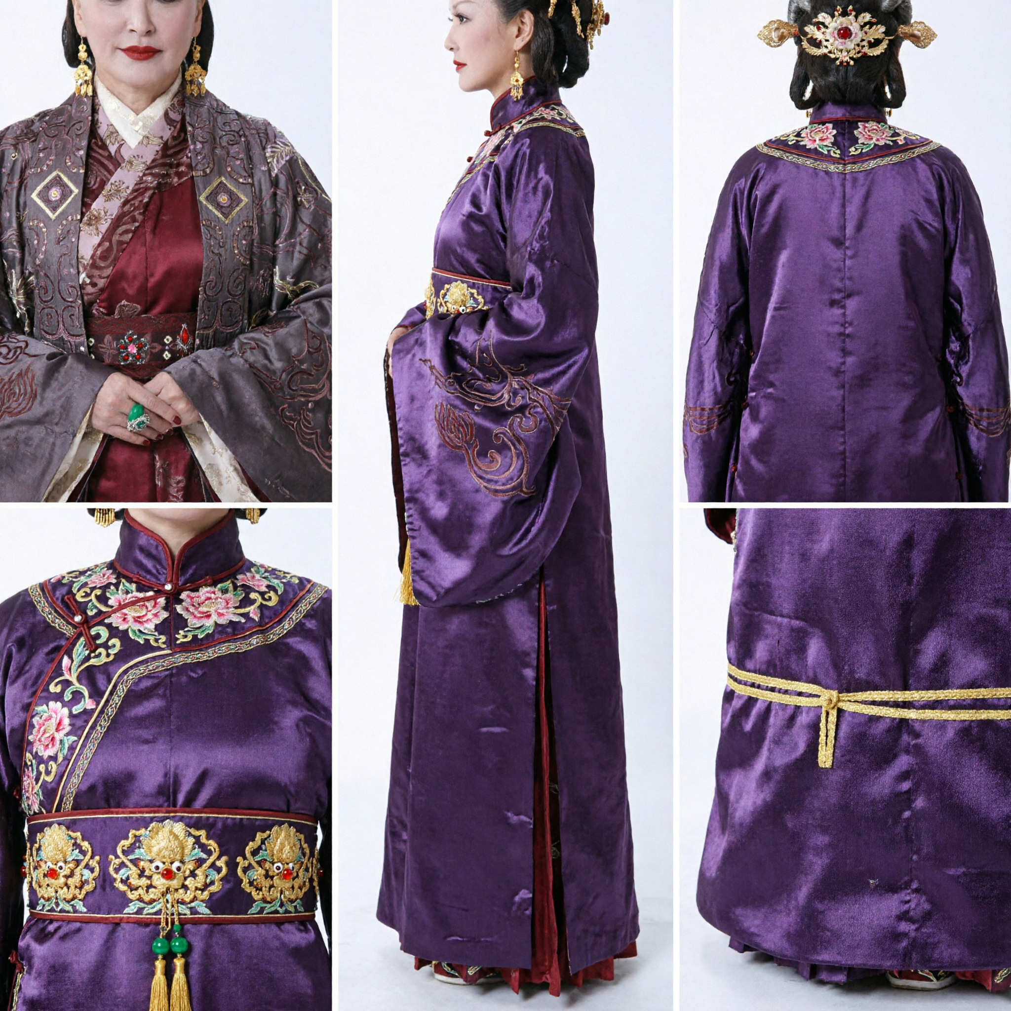 Ancient Chinese Empress Dowager Golden Phoenix Headwear and Costume Set Palace Drama Cosplay for Women - Asian Costume