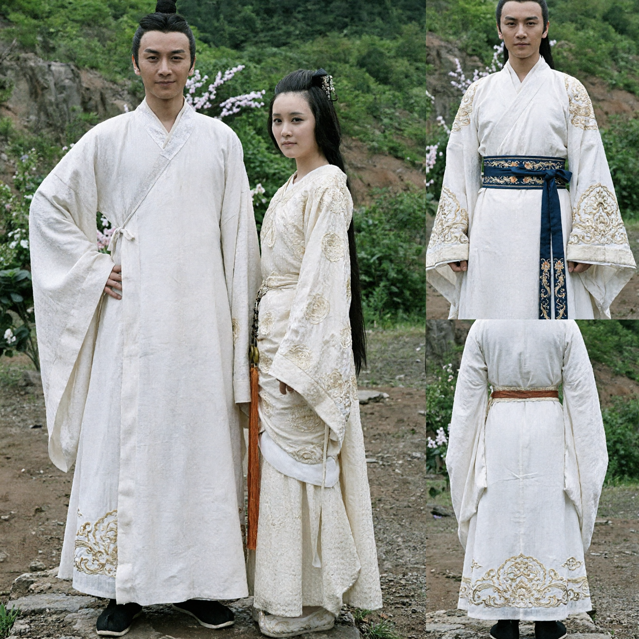 Costumes de couple Hanfu chinois anciens Robes blanches traditionnelles pour hommes et femmes Photographie de mariage cosplay historique - Asian Costume