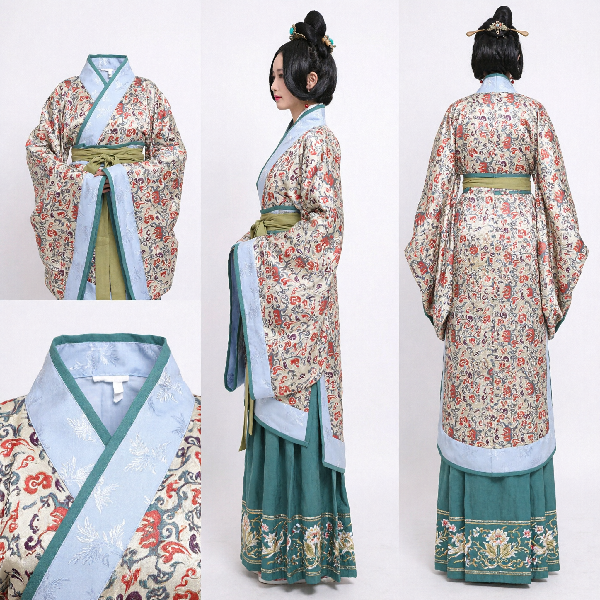 Traditioneel Chinees Hanfu Kostuum Vrouwen Oud Han-dynastie Gepatroneerd Gewaad Historisch Cosplay Jurkenset - Asian Costume