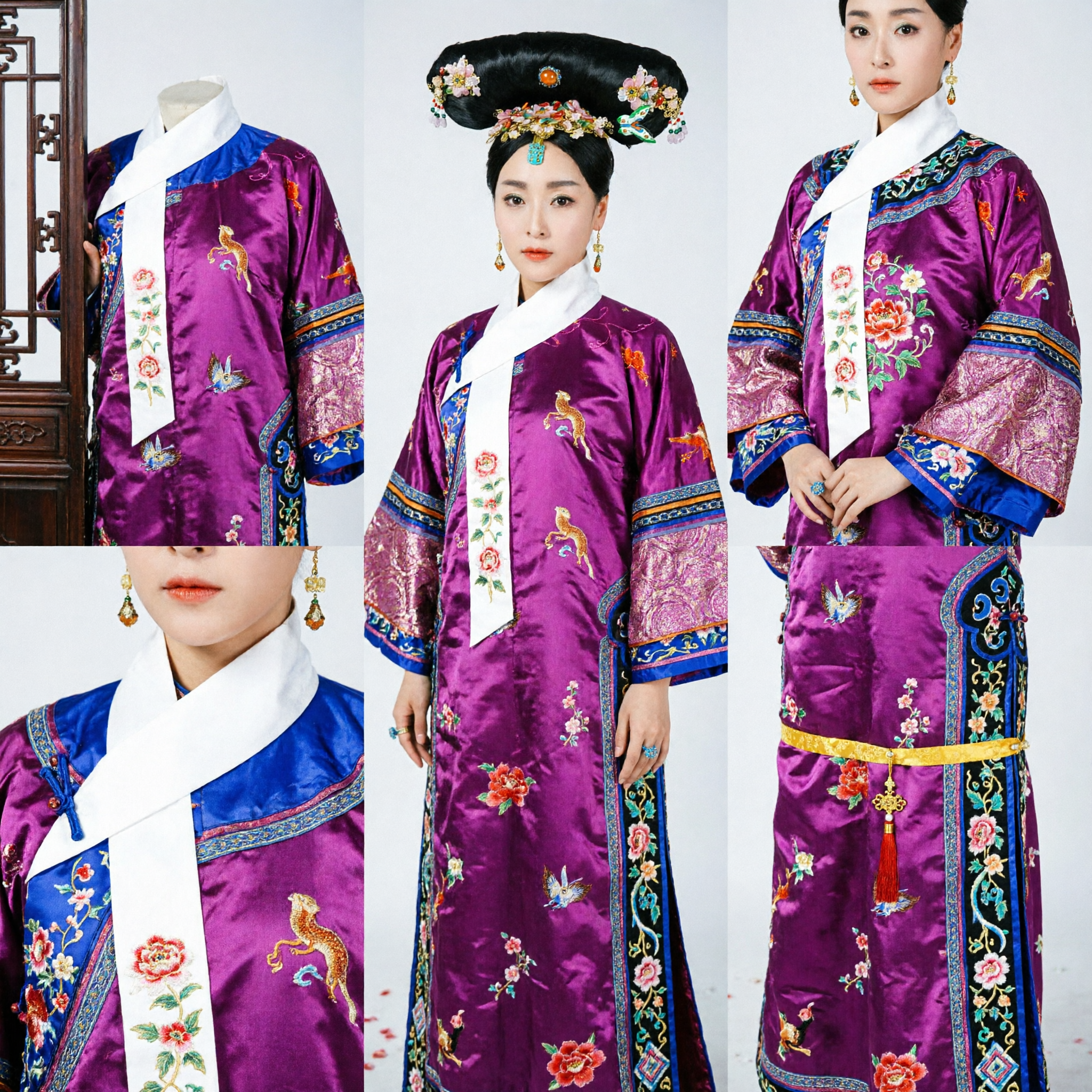 إكليل رأس إمبراطورة عصر تشينغ الصيني التقليدي زهور مجوهرات شعر مانشو قديمة إكسسوارات أزياء للنساء - Asian Costume