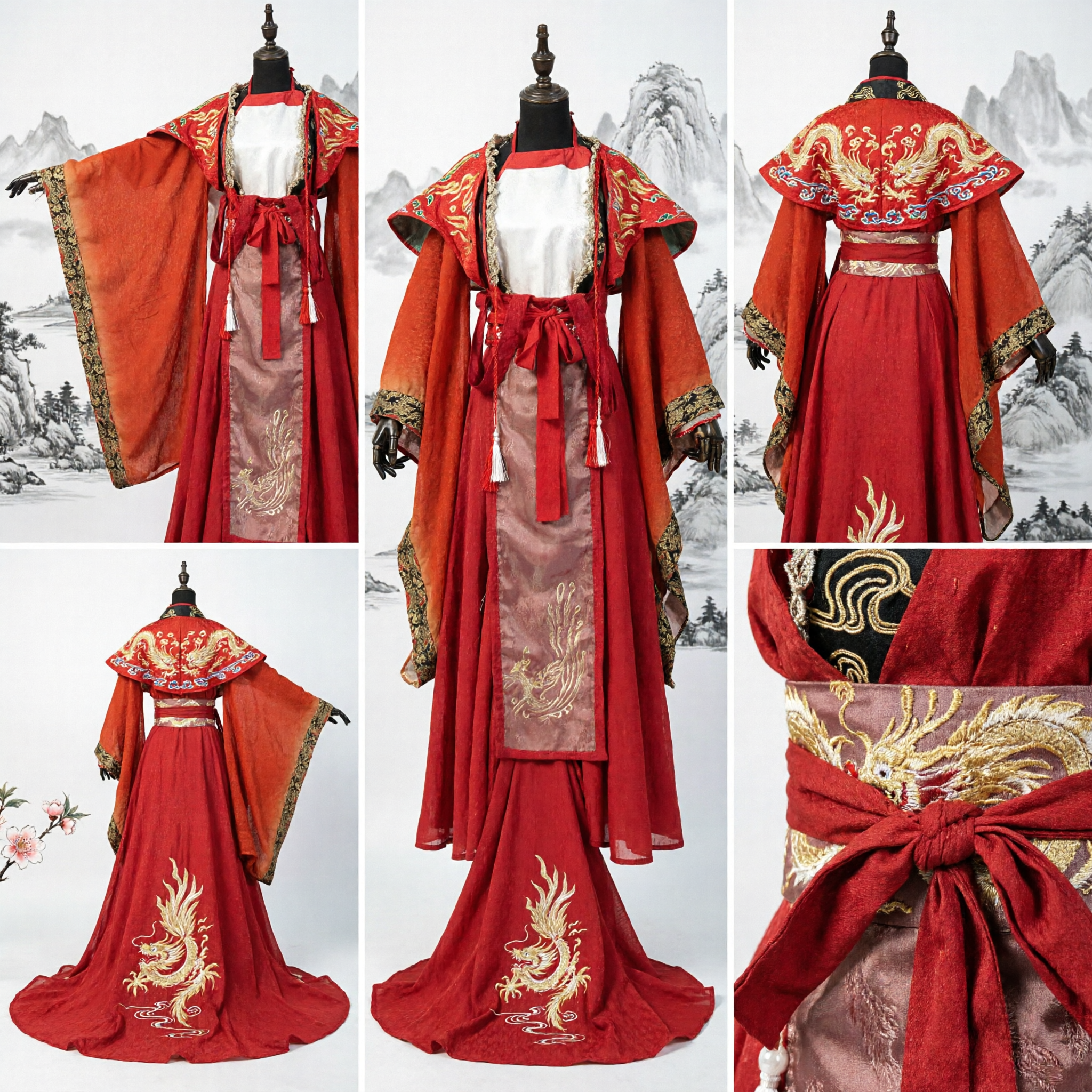 Vestido de Princesa da Dinastia Tang Tradicional Hanfu Vermelho Chinês Antigo para Performance de Cosplay Feminino no Palco - Asian Costume