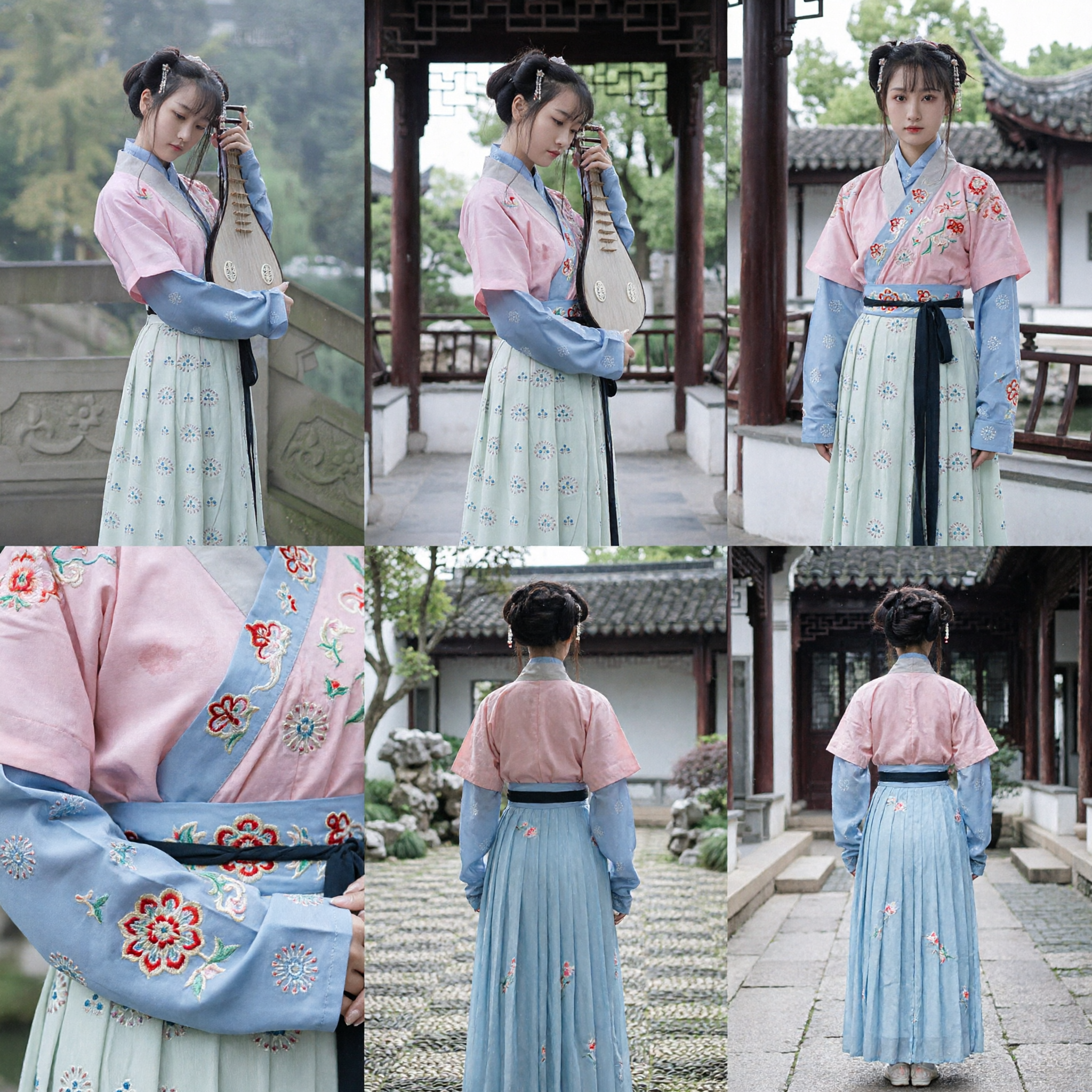 Costume Hanfu Traditionnel Chinois - Style Dynastie Ming, Haut Rose et Jupe Plissée Verte, Robe Ancienne pour Femmes - Asian Costume