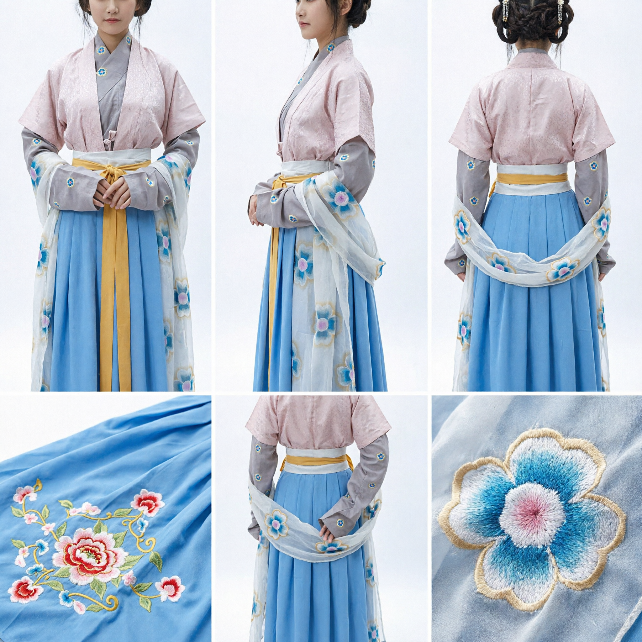 Elegantes traditionelles chinesisches Hanfu-Kostüm Antiker Stil Kreuzkragenkleid-Set für Frauen Cosplay-Fotografie - Asian Costume