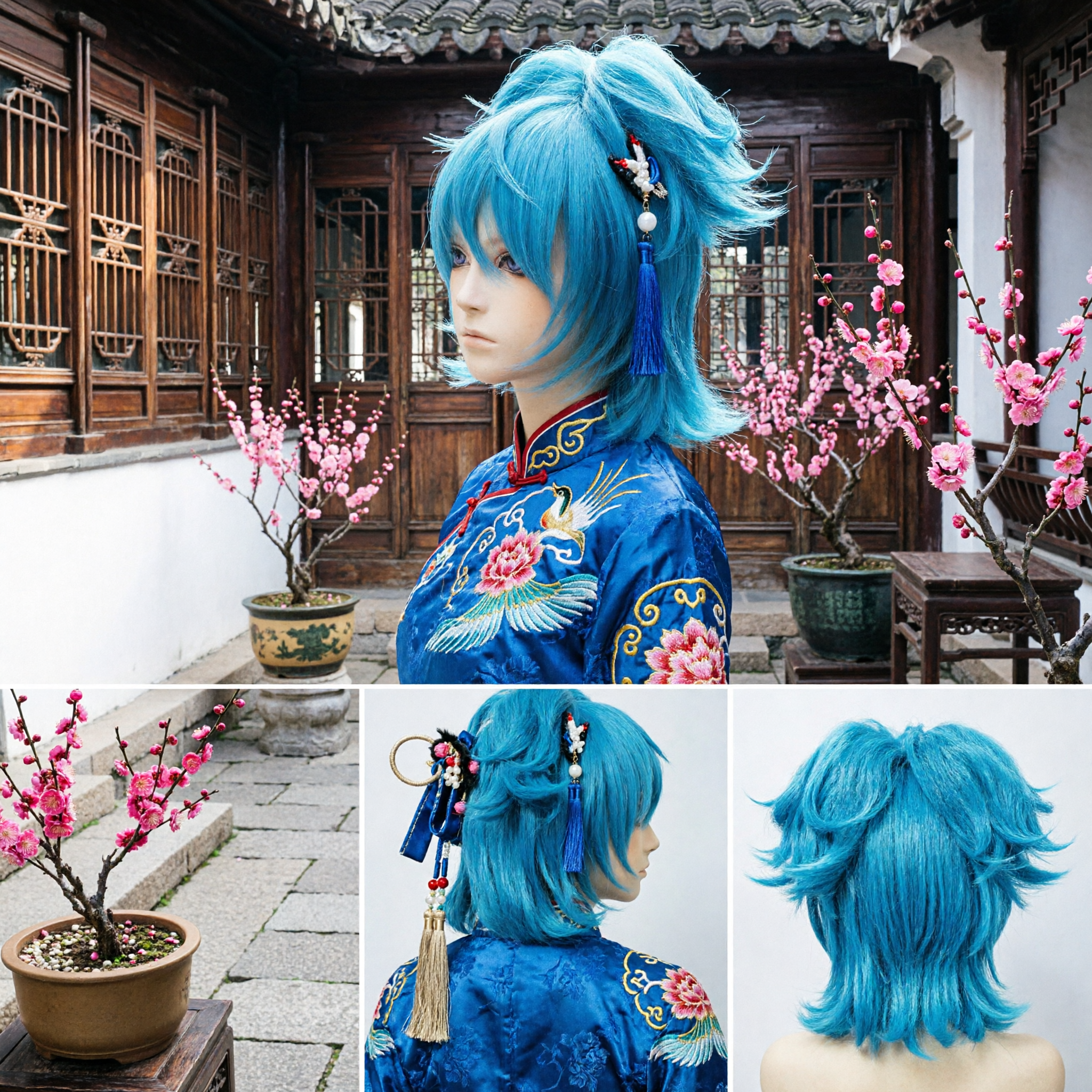 Perruque de Cosplay Synthétique Courte et Hérissée Bleue pour Rei Ryugazaki, Costume Anime, Fête d'Halloween - Asian Costume